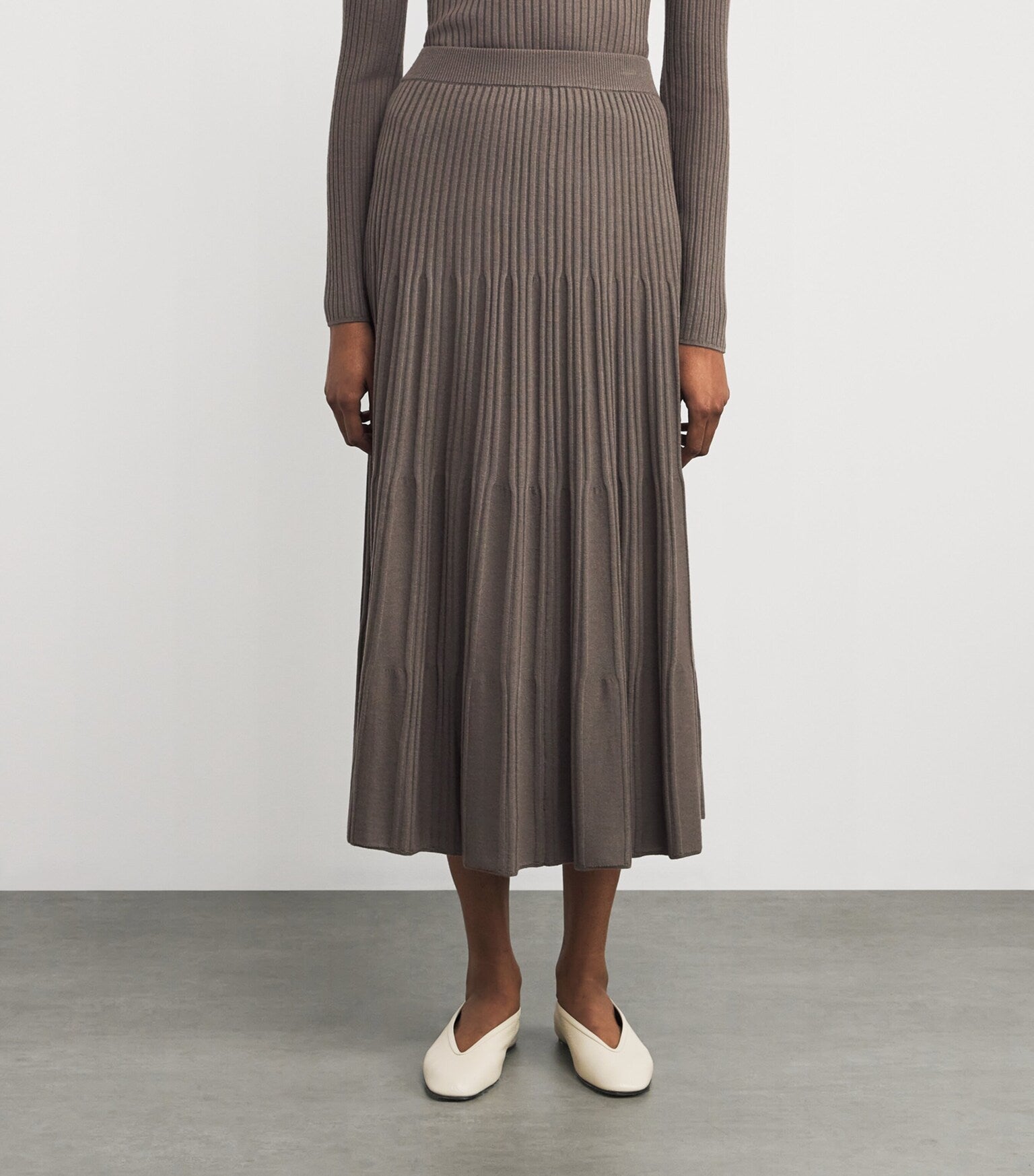 Joseph Merino Rib Skirt Mushroom