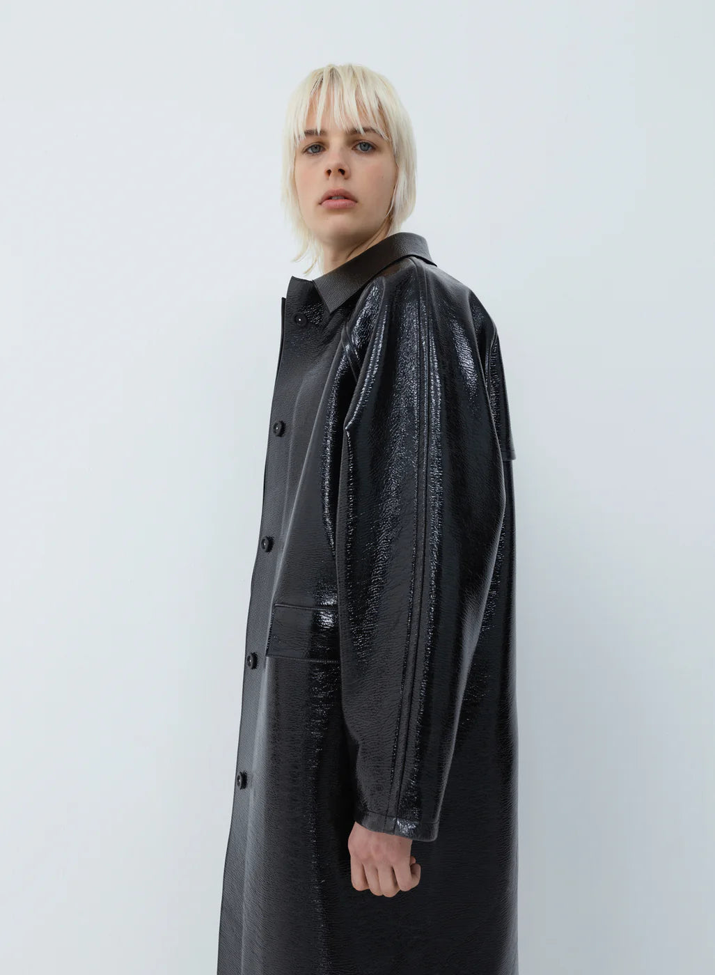 Kassl Editions Black Original Lacquer Wool Coat