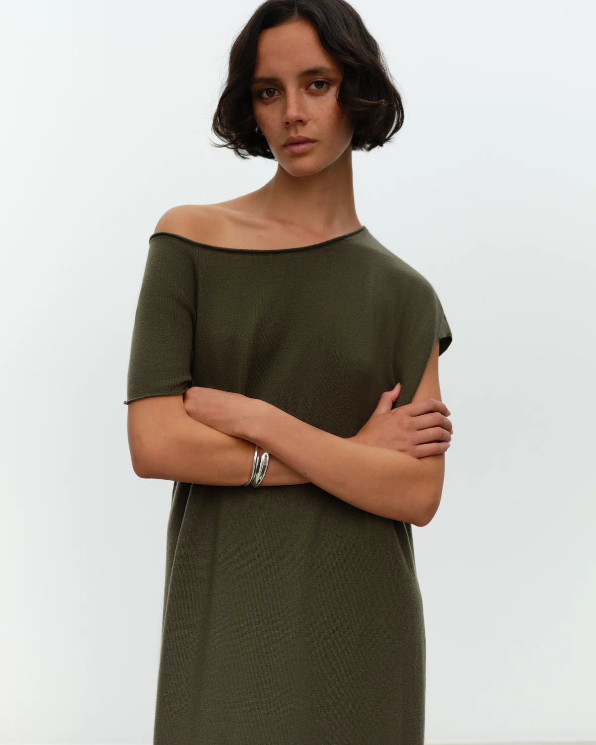 ELY ELY Liane Asymmetrical Knit Dress | Ivy Green