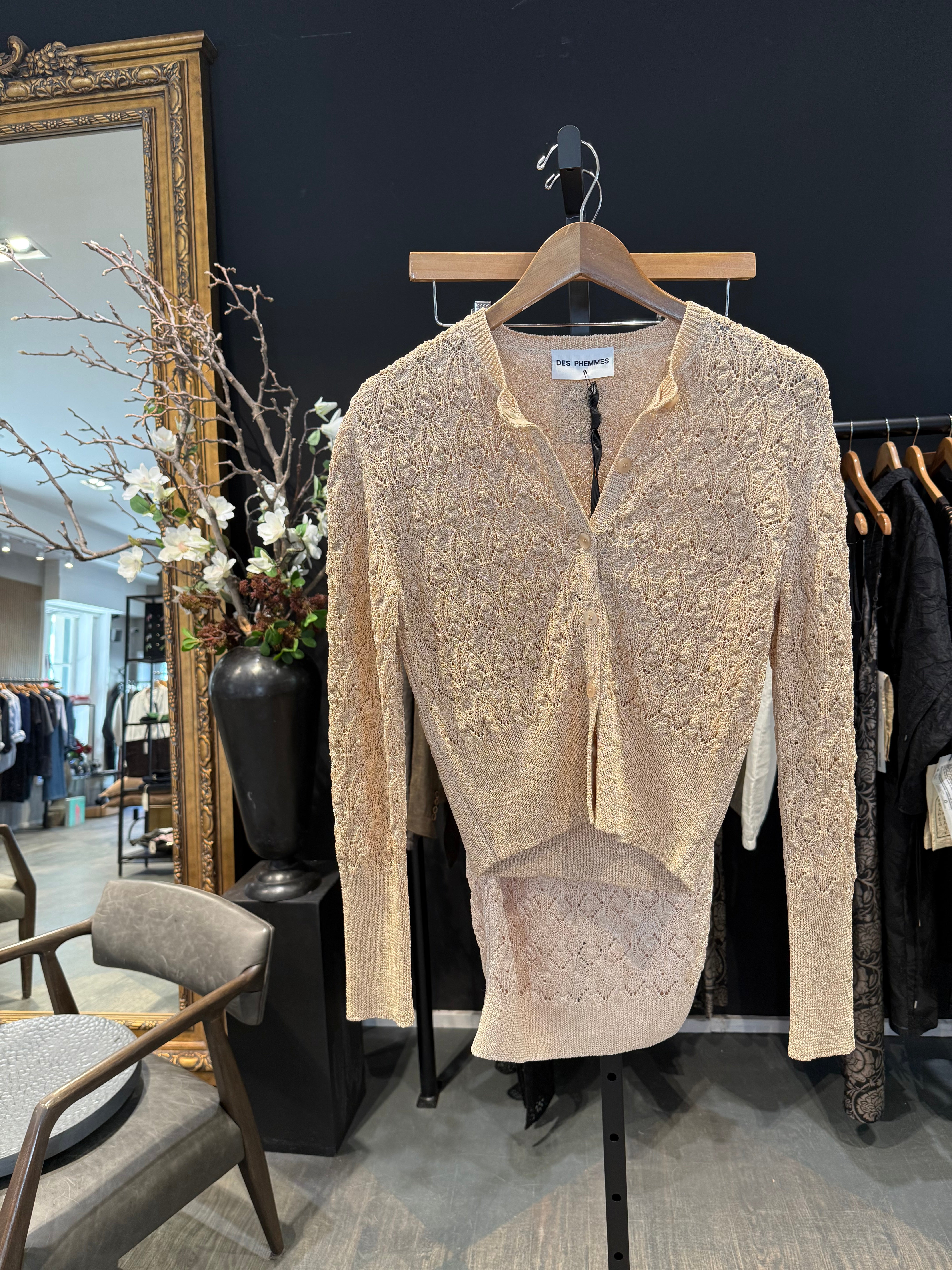 Des Phemmes Openwork Cardigan | Nut