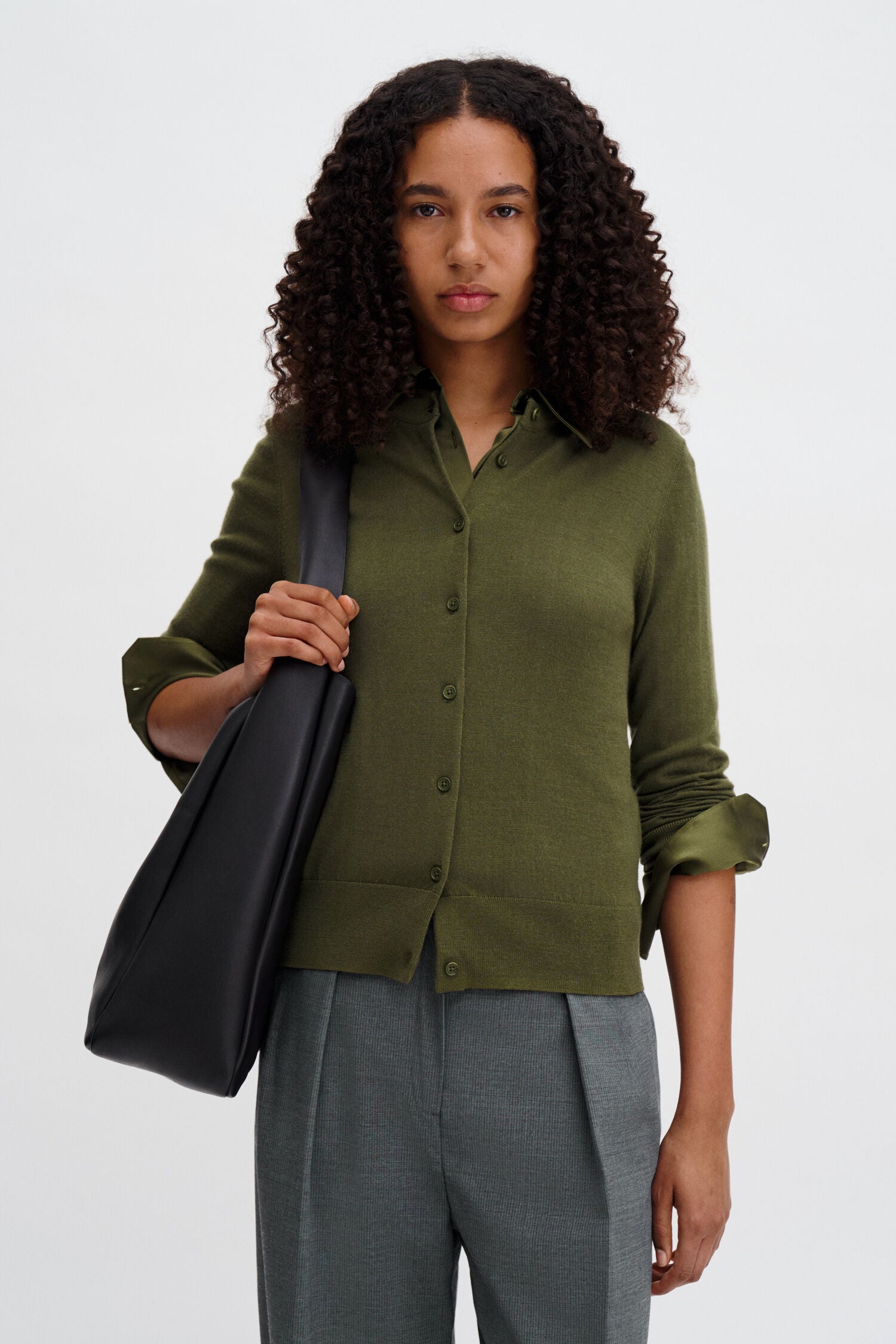 Filippa K Merino Short Cardigan | Laurel Green