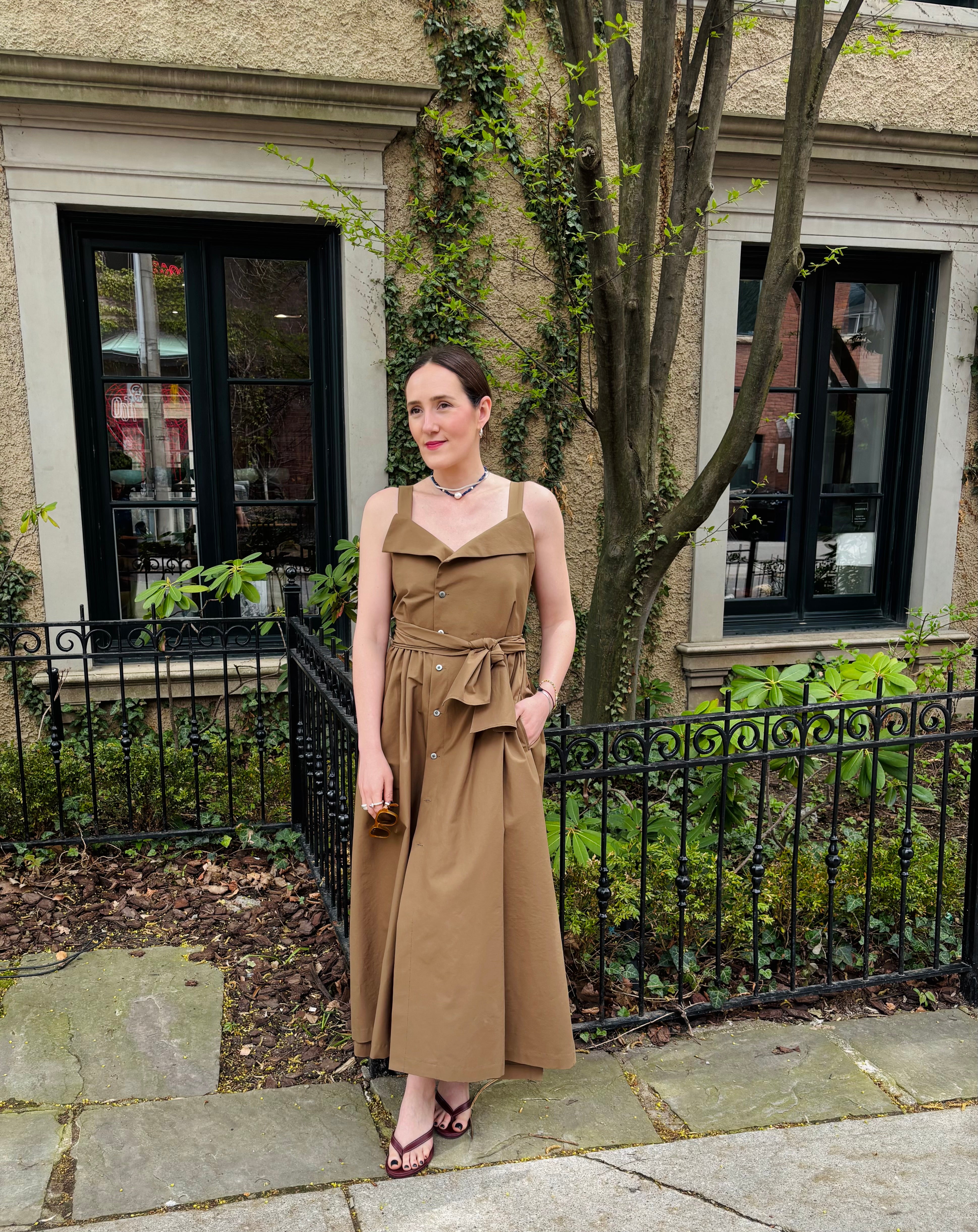 UJOH Back Tie Cami Dress | Brown