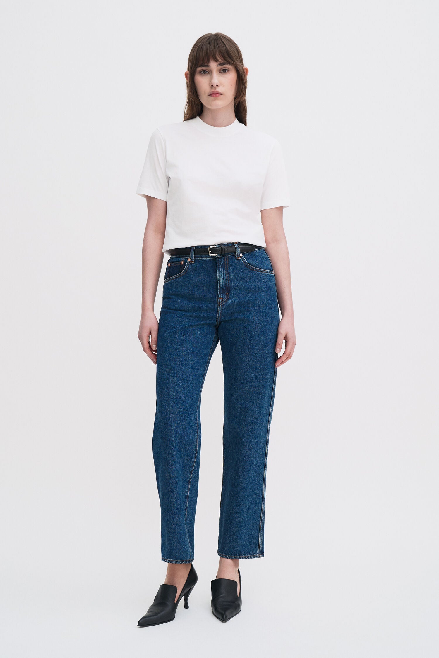 Filippa K High Waist Ankle Jeans Washed Mid Blue