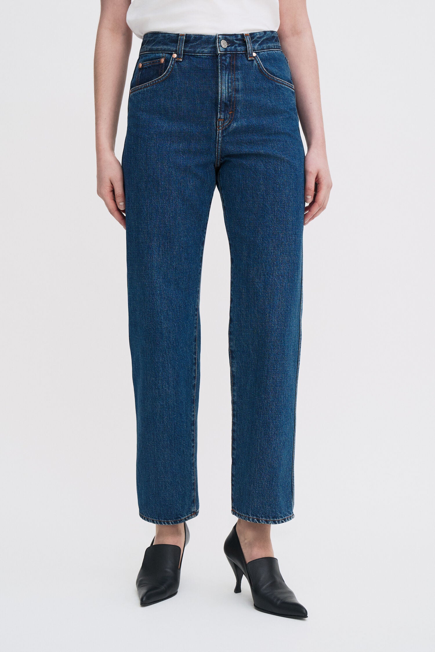 Filippa K High Waist Ankle Jeans Washed Mid Blue