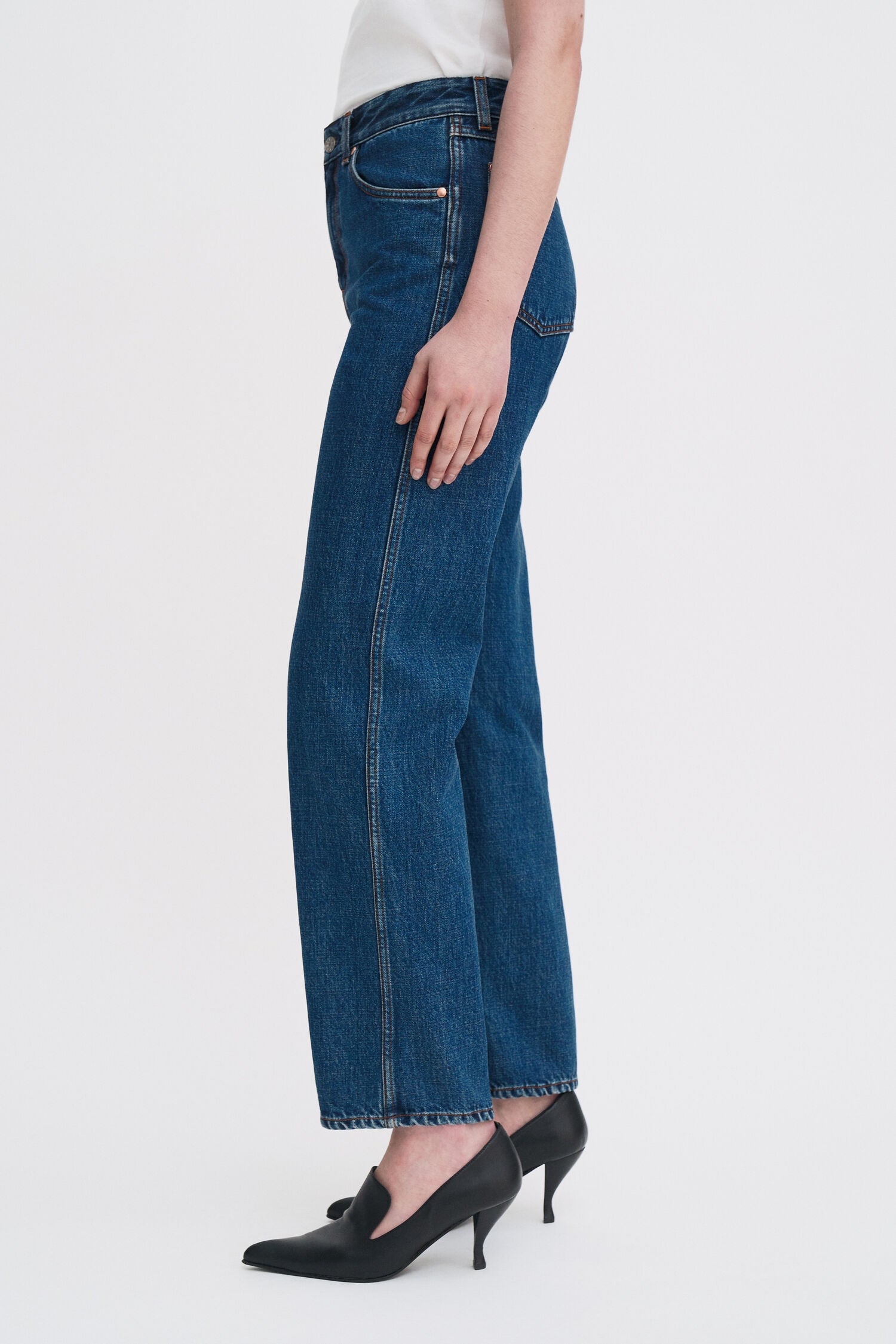 Filippa K High Waist Ankle Jeans Washed Mid Blue