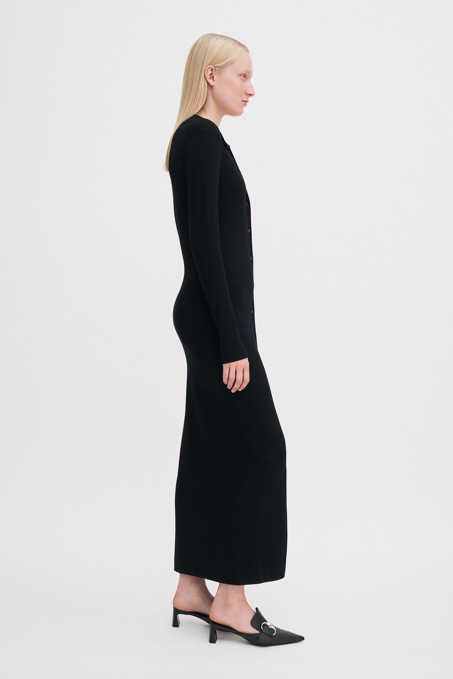 Filippa K Rib Knit Shirt Dress Black