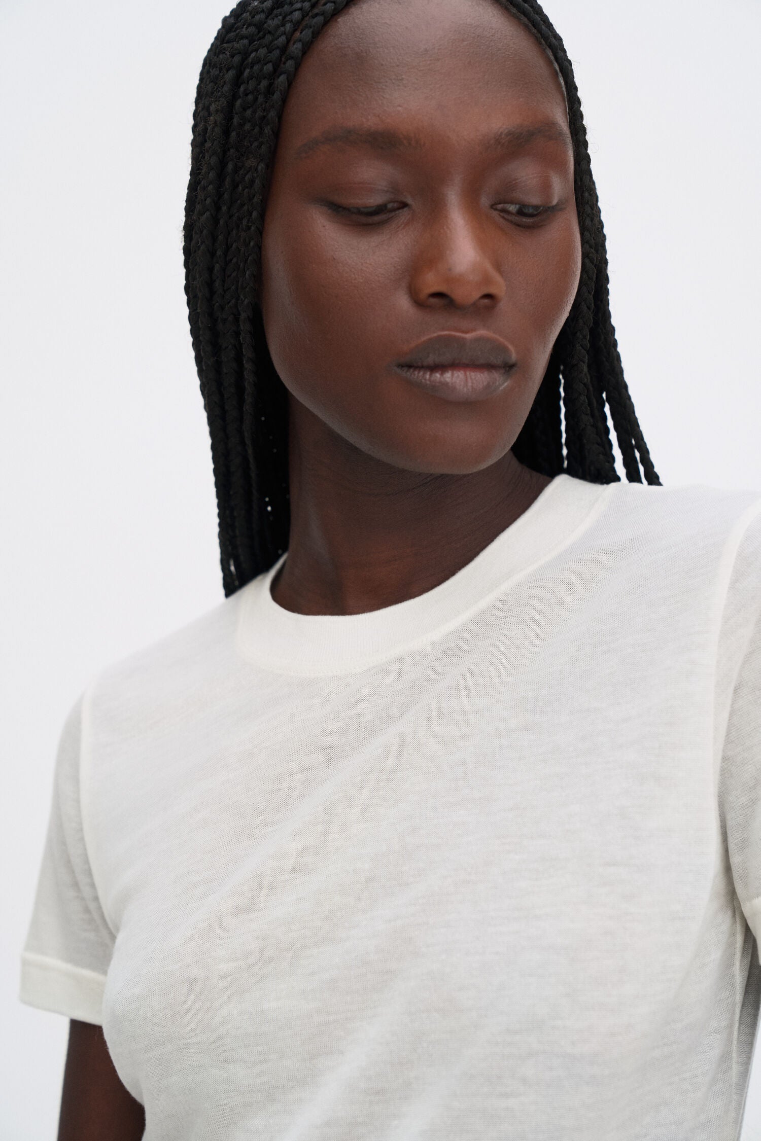 Filippa K Lyocell Cashmere T-Shirt Winter White