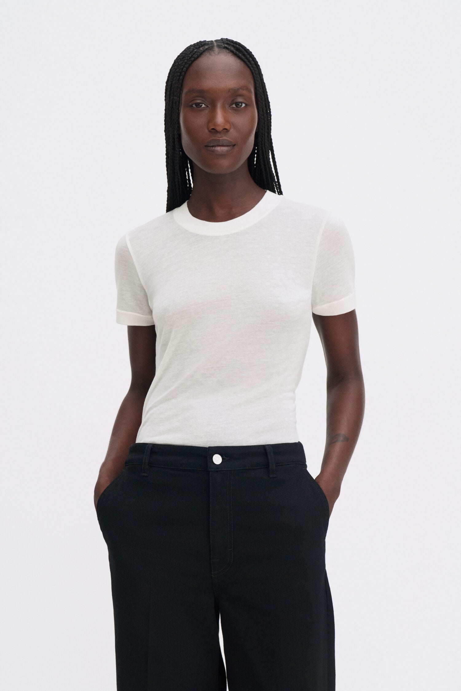 Filippa K Lyocell Cashmere T-Shirt Winter White