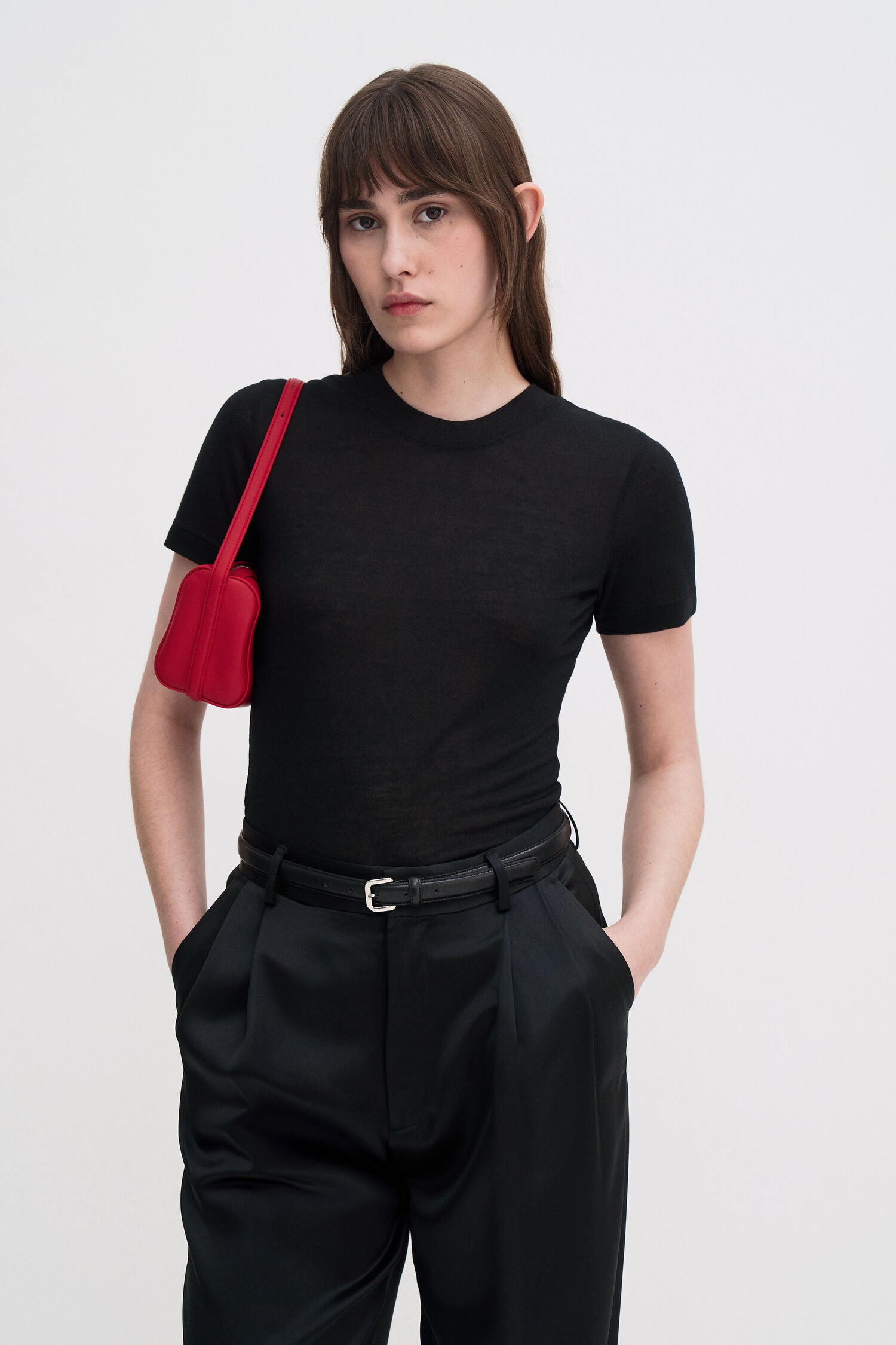 Filippa K Lyocell Cashmere T-Shirt Black