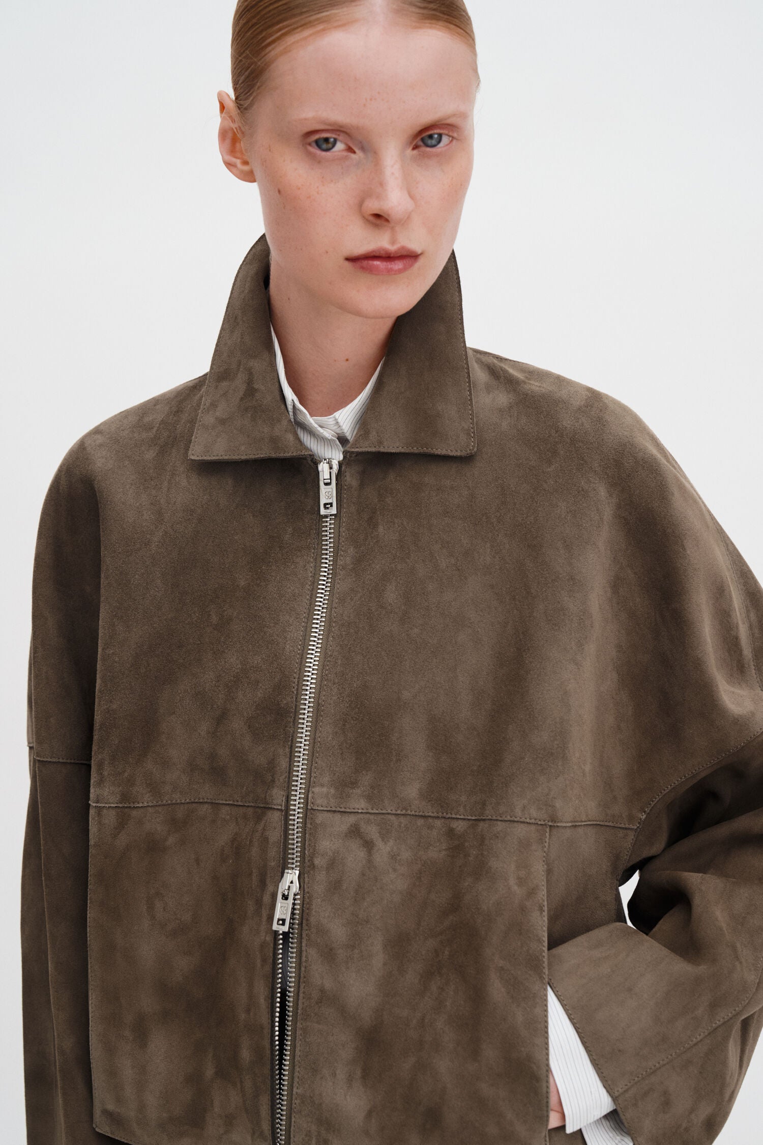 Filippa K Suede Coach Jacket | Olive Green