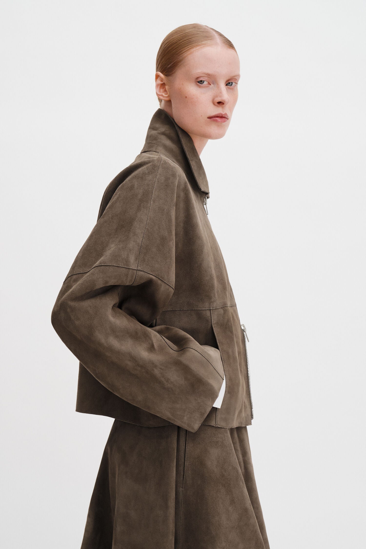 Filippa K Suede Coach Jacket | Olive Green