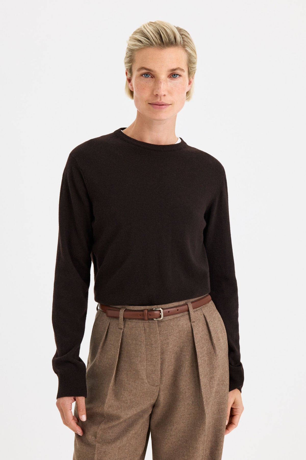 Filippa K Soft Wool Crewneck Sweater | Dark Chocolate