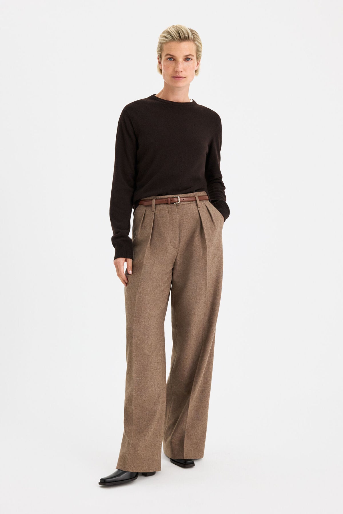 Filippa K Soft Wool Crewneck Sweater | Dark Chocolate