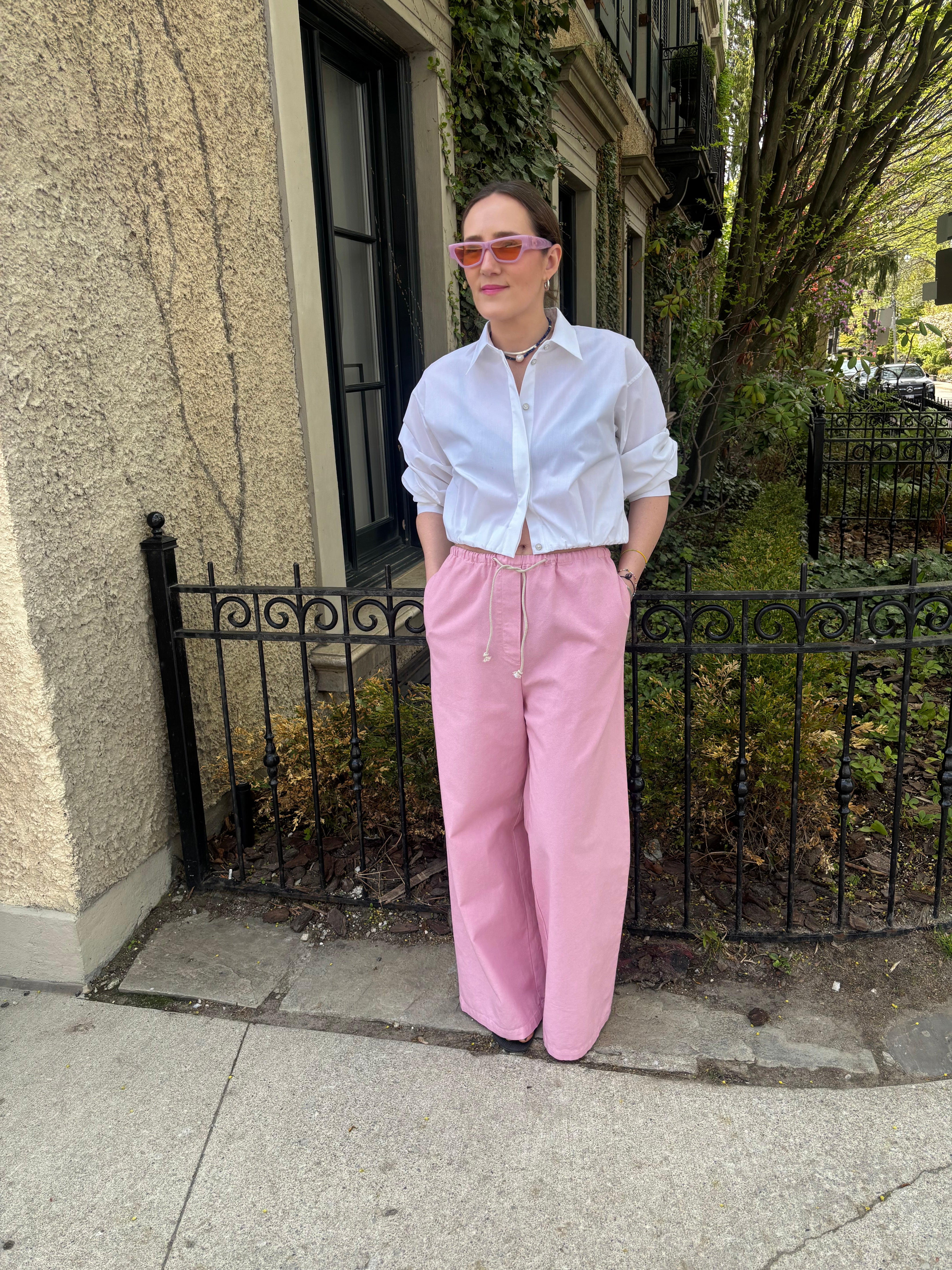 Hache Hereux Wide Denim Pants | Pink