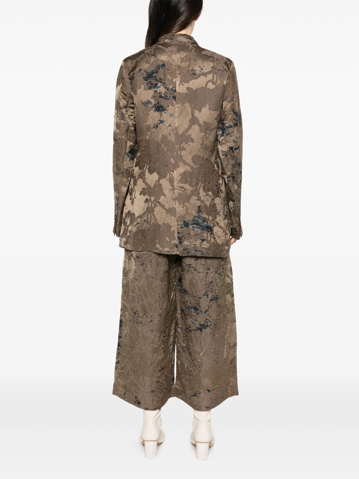 Uma Wang Khloe Print Linen Jacket | Brown Blue