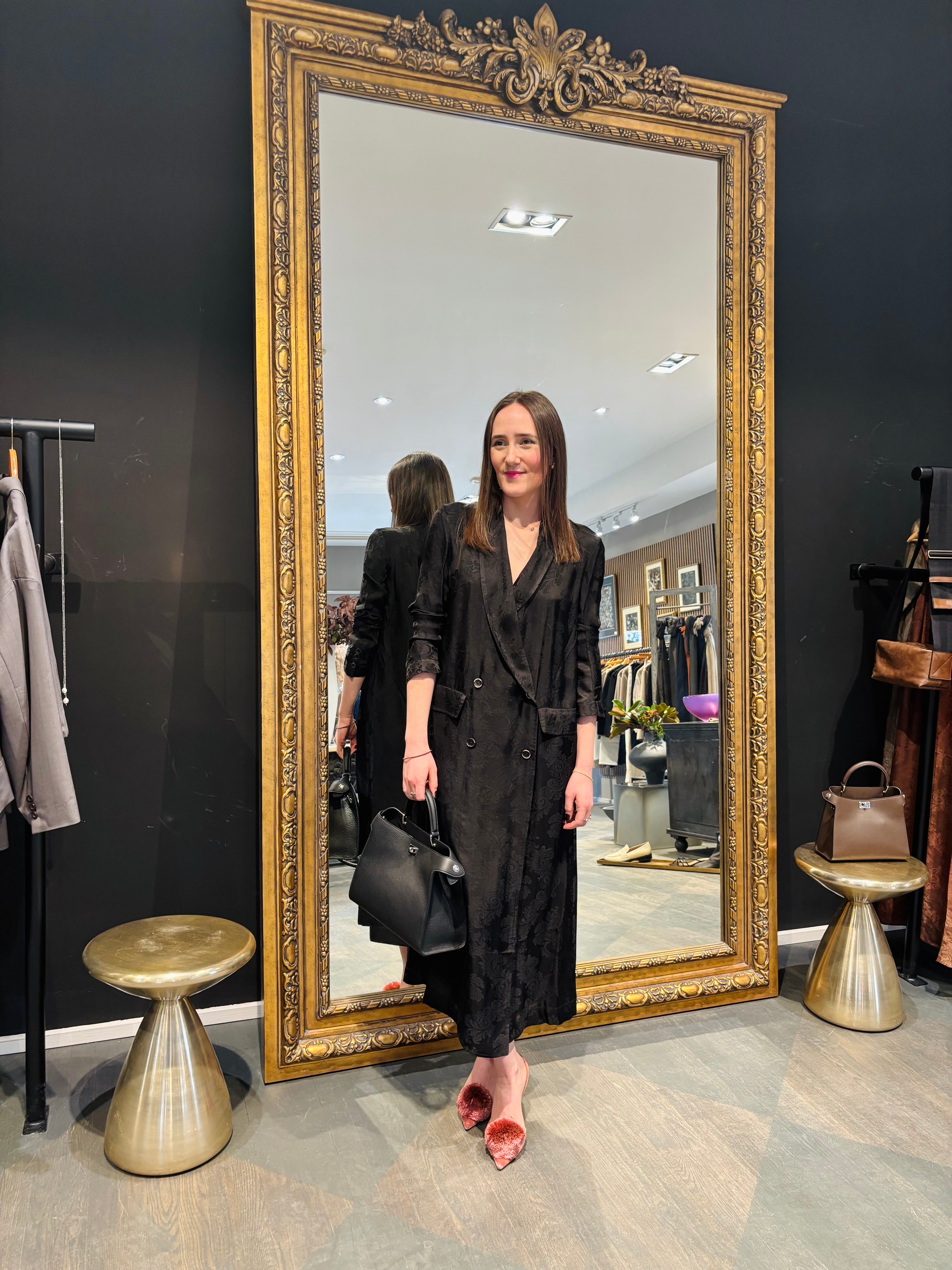 Uma Wang Black Jacquard Camelot Coat