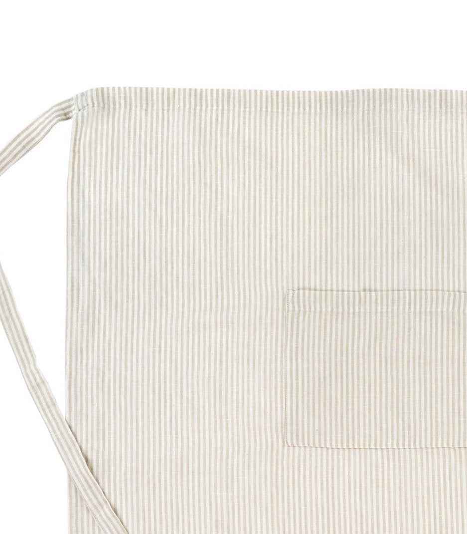 French Grey Striped Apron
