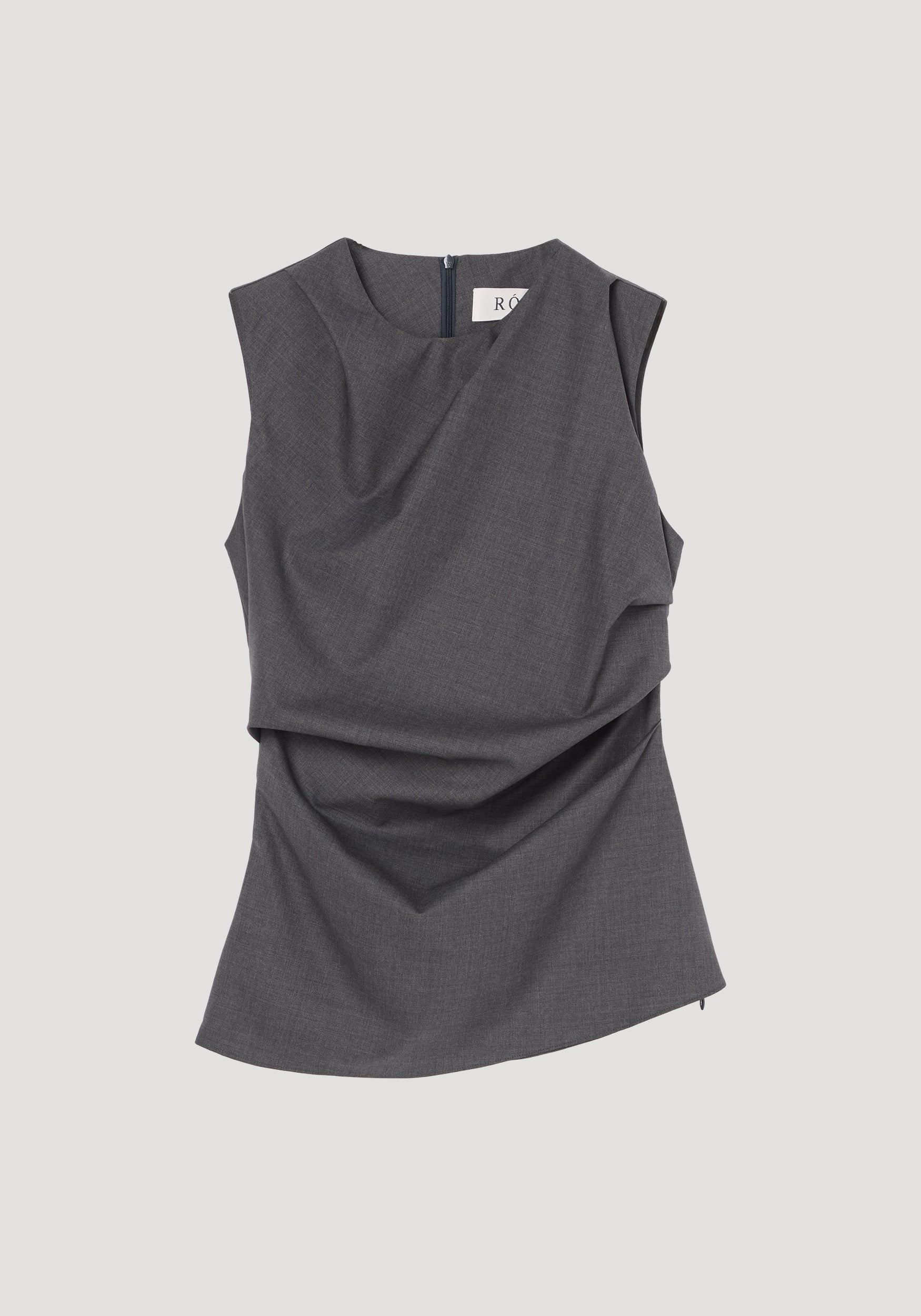 Róhe Sleeveless Twisted Top | Dk Grey Melange
