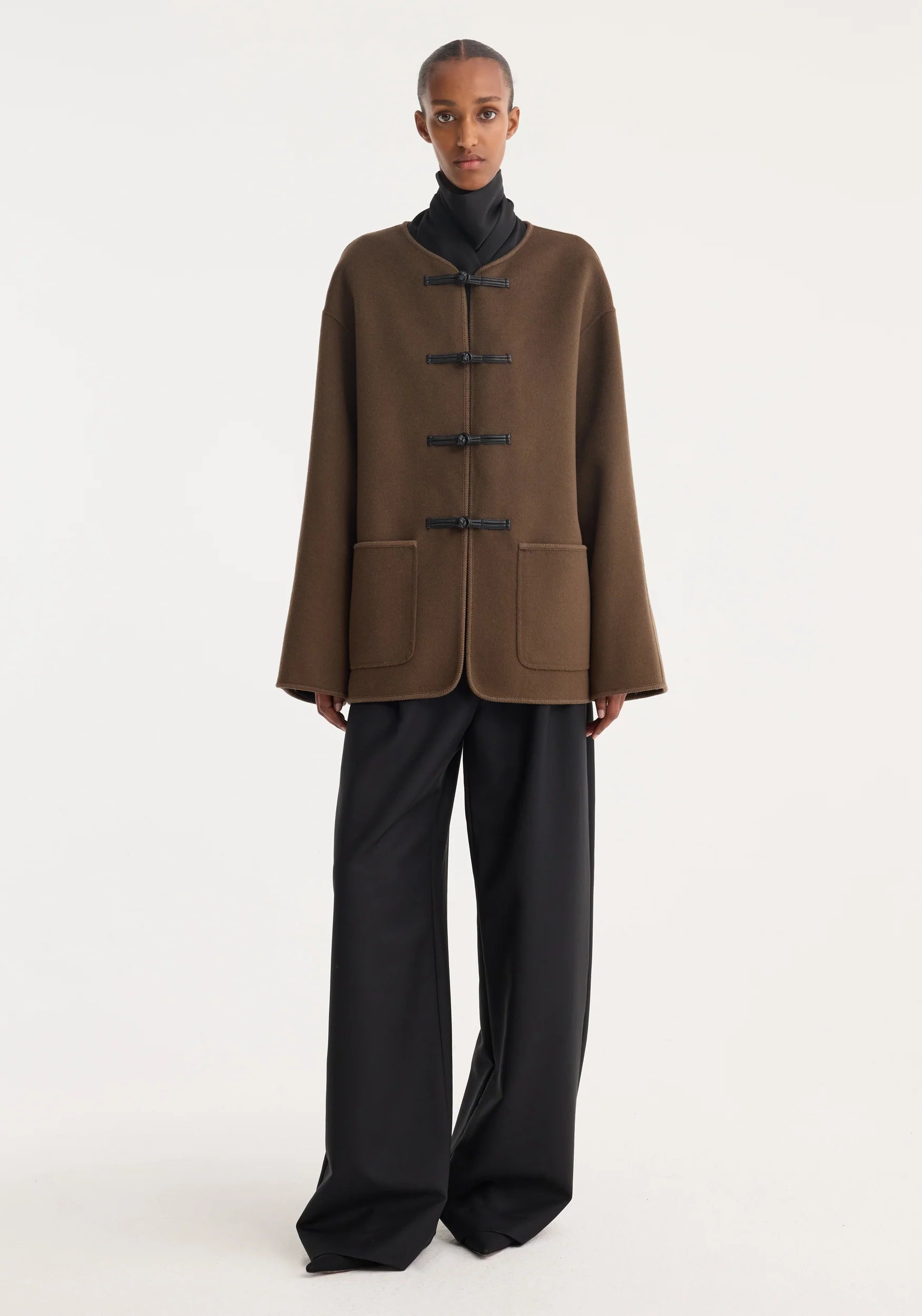 Róhe Mandarin Double-Faced Wool Jacket | Taupe
