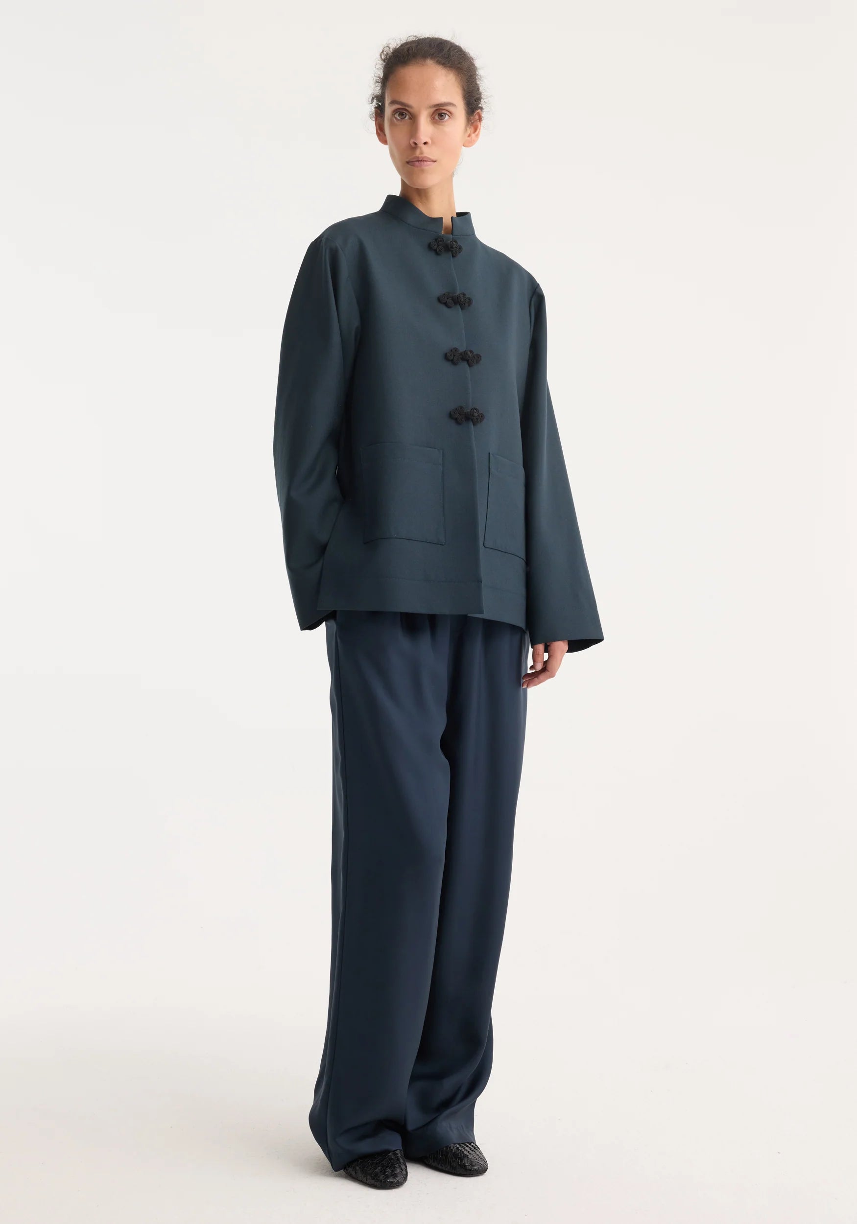 Róhe Wide Leg Silk Trousers | Storm