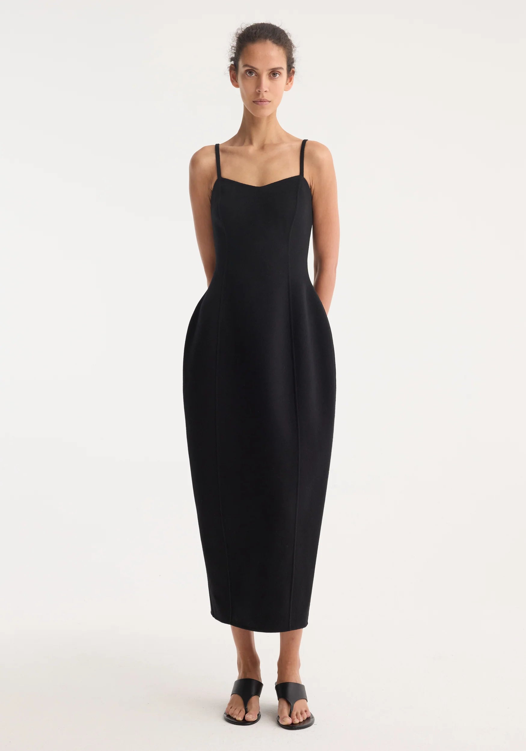 Róhe Sculptural Double-Face Wool Dress | Black