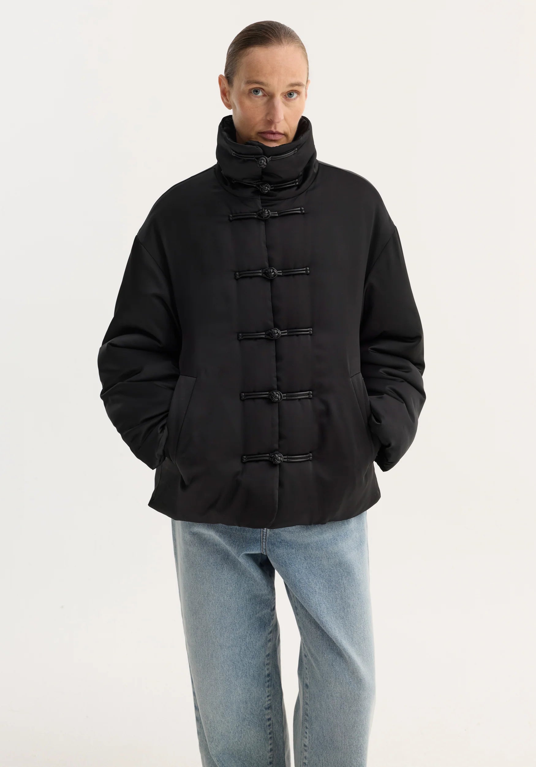 Róhe Mandarin Padded Puffer Jacket | Black