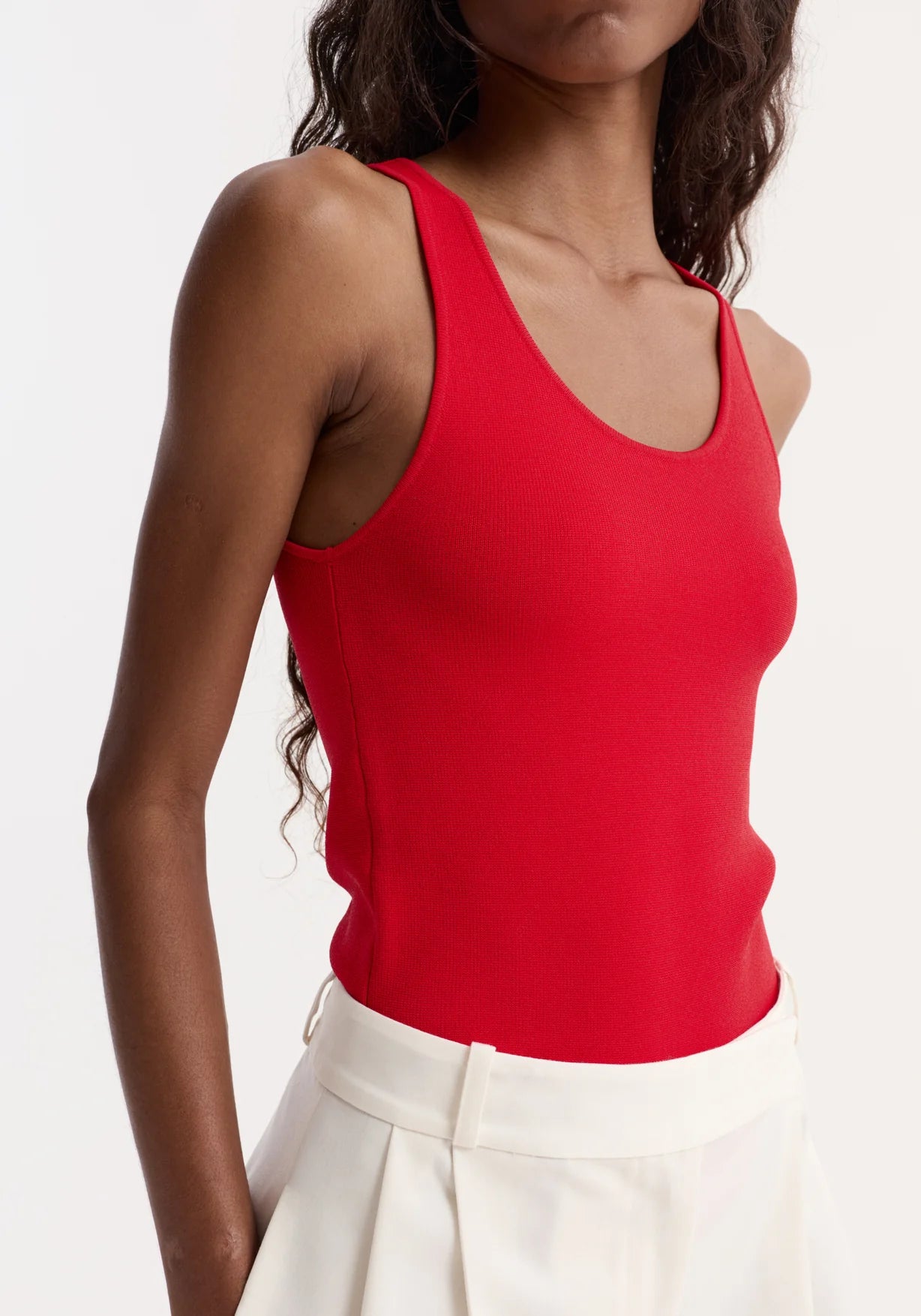Róhe Scoop Neck Knitted Top | Red
