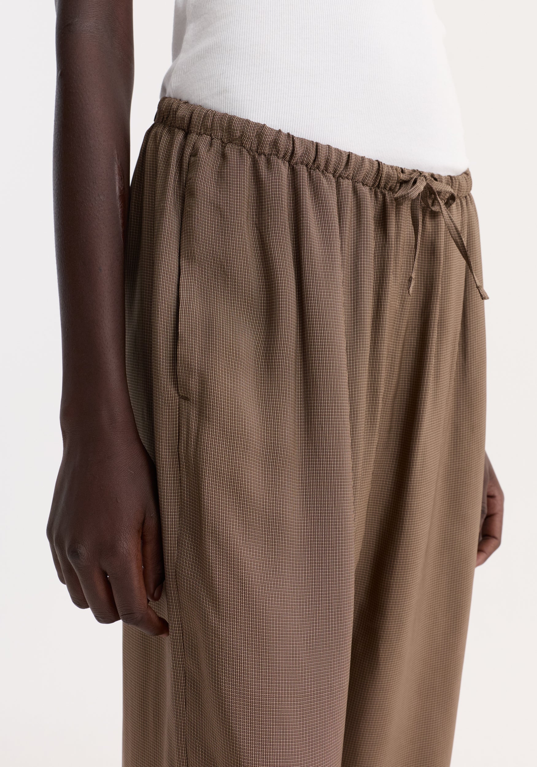 Róhe Fluid Trousers | Brown Mini Check