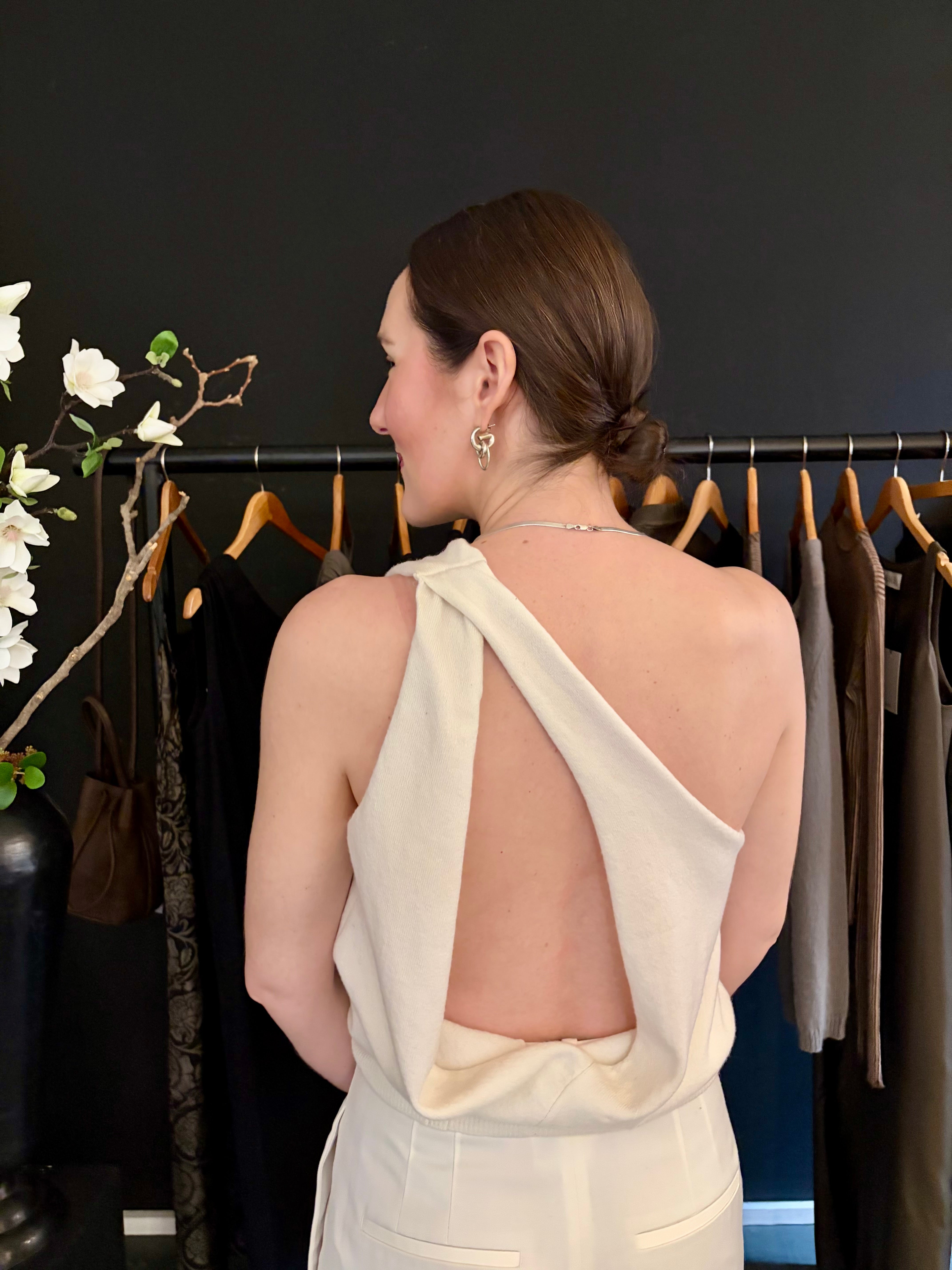 Róhe One Shoulder Sculptural Knit Top | Off White