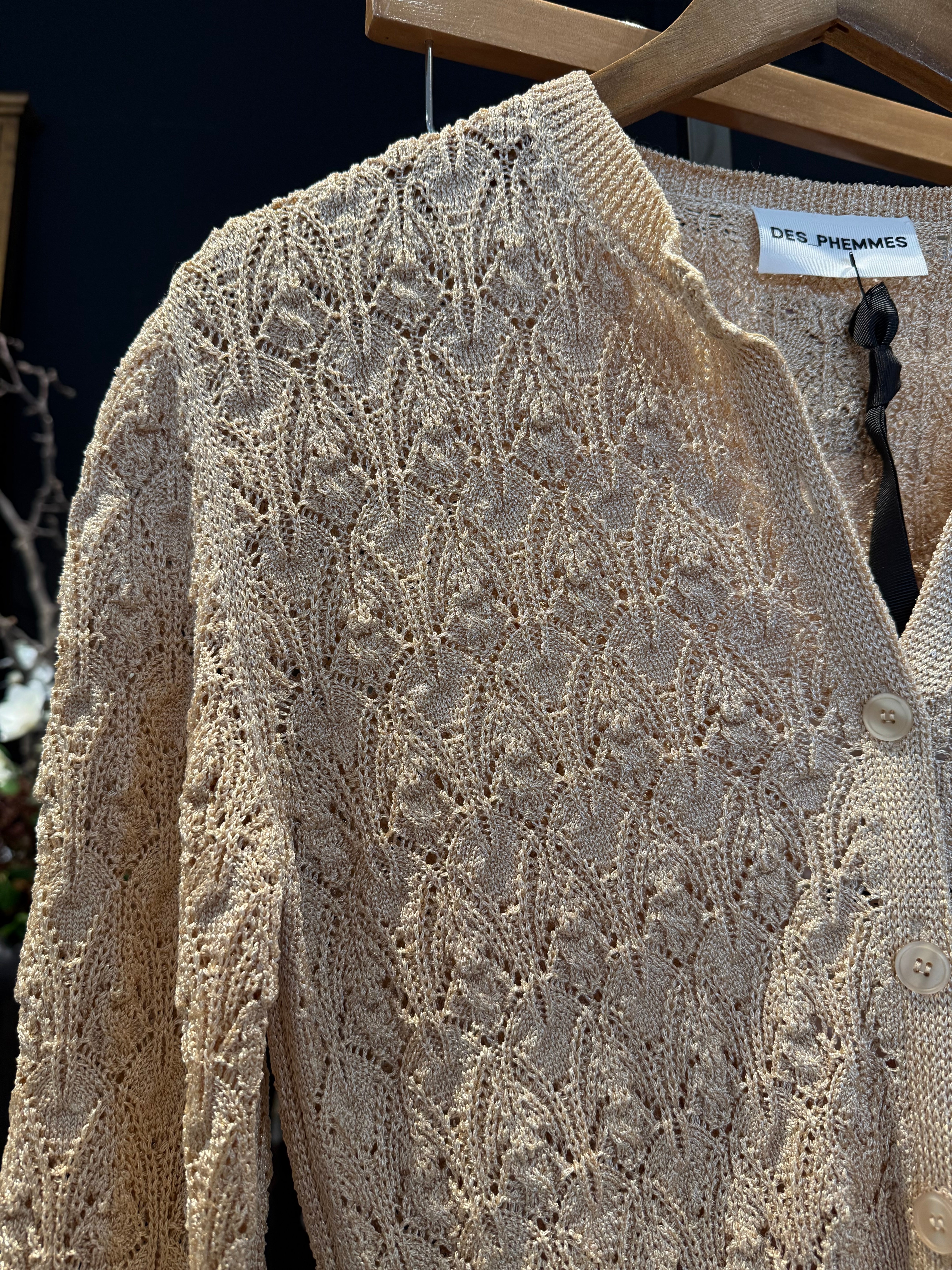 Des Phemmes Openwork Cardigan | Nut