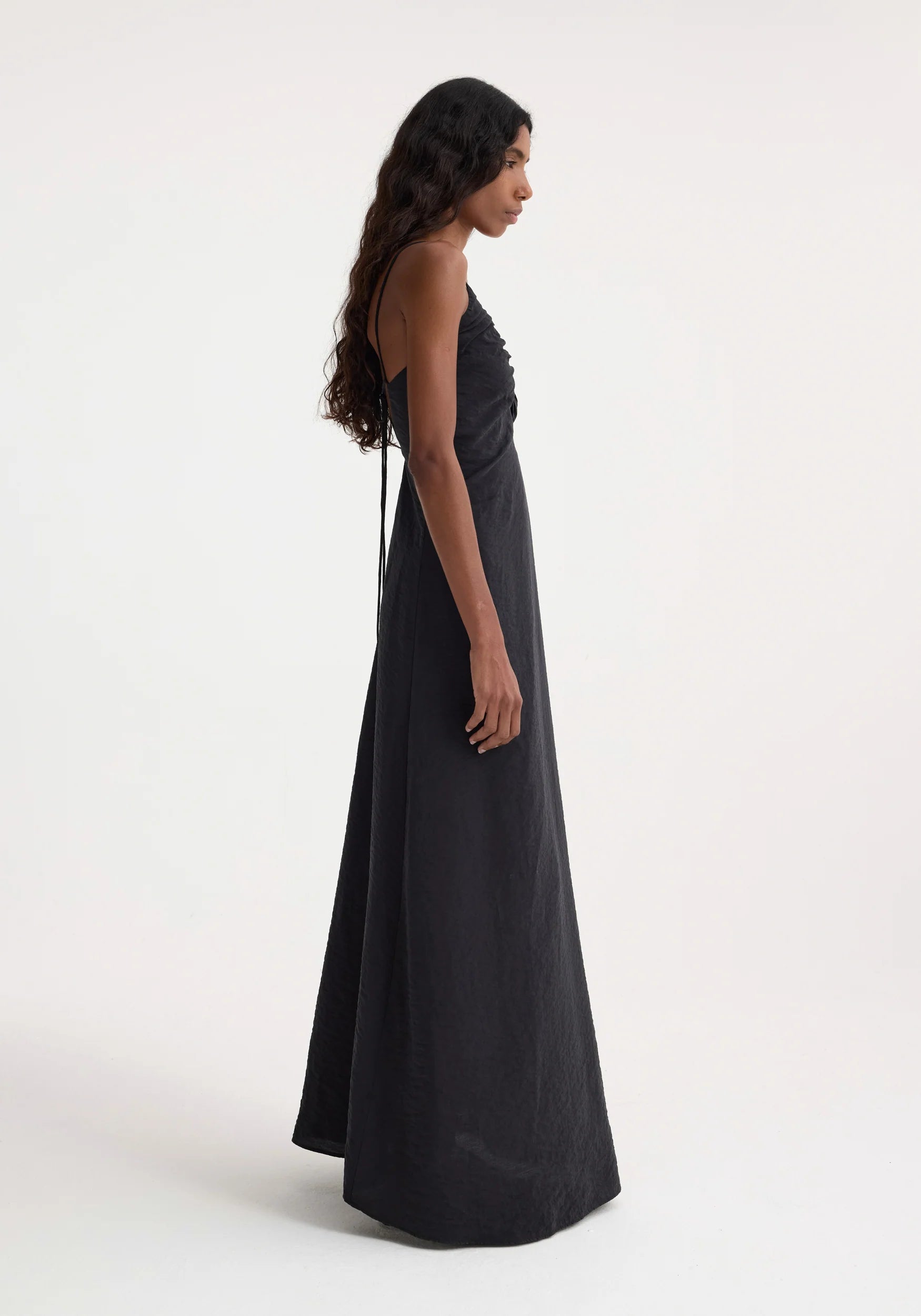 Róhe Hammered Silk V-Neck Slip Dress | Black