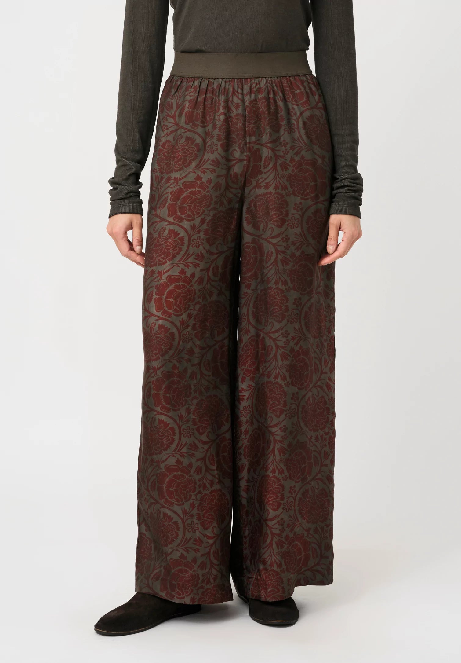Uma Wang Floral Print Pansy Pants | Grey Red