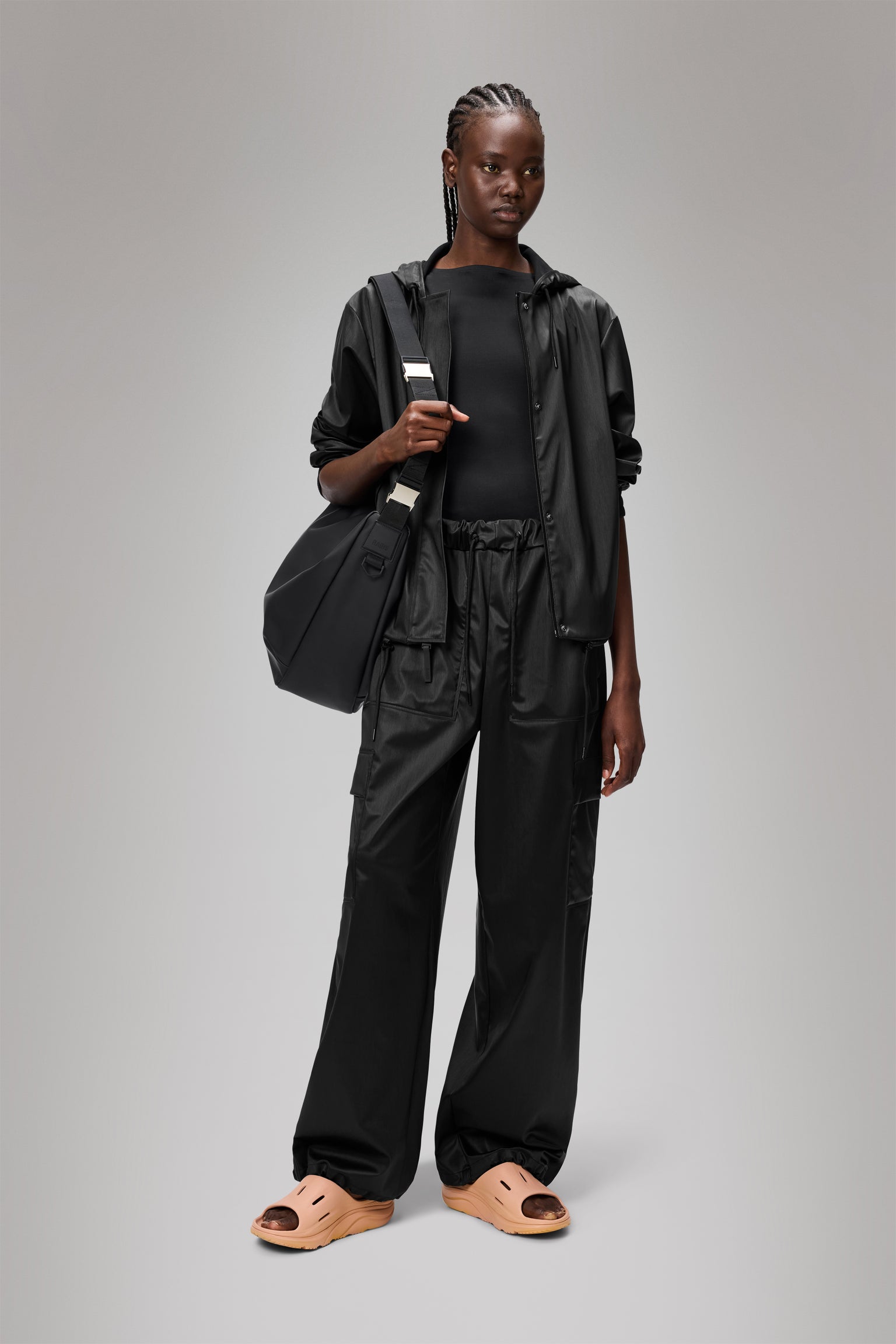 Rains Cargo Rain Pants Wide Black
