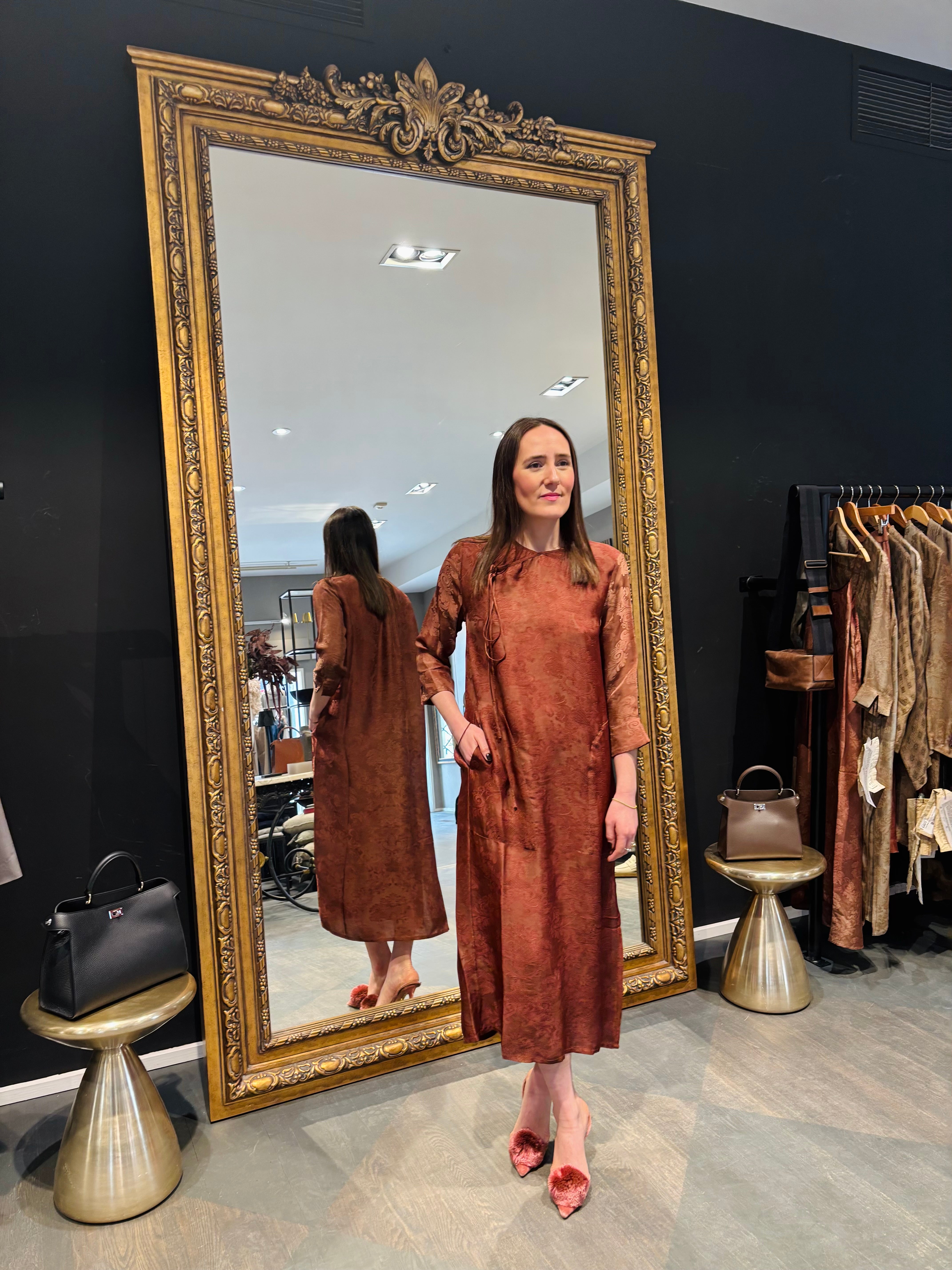 Uma Wang Agina Jacquard Dress Dark Rose