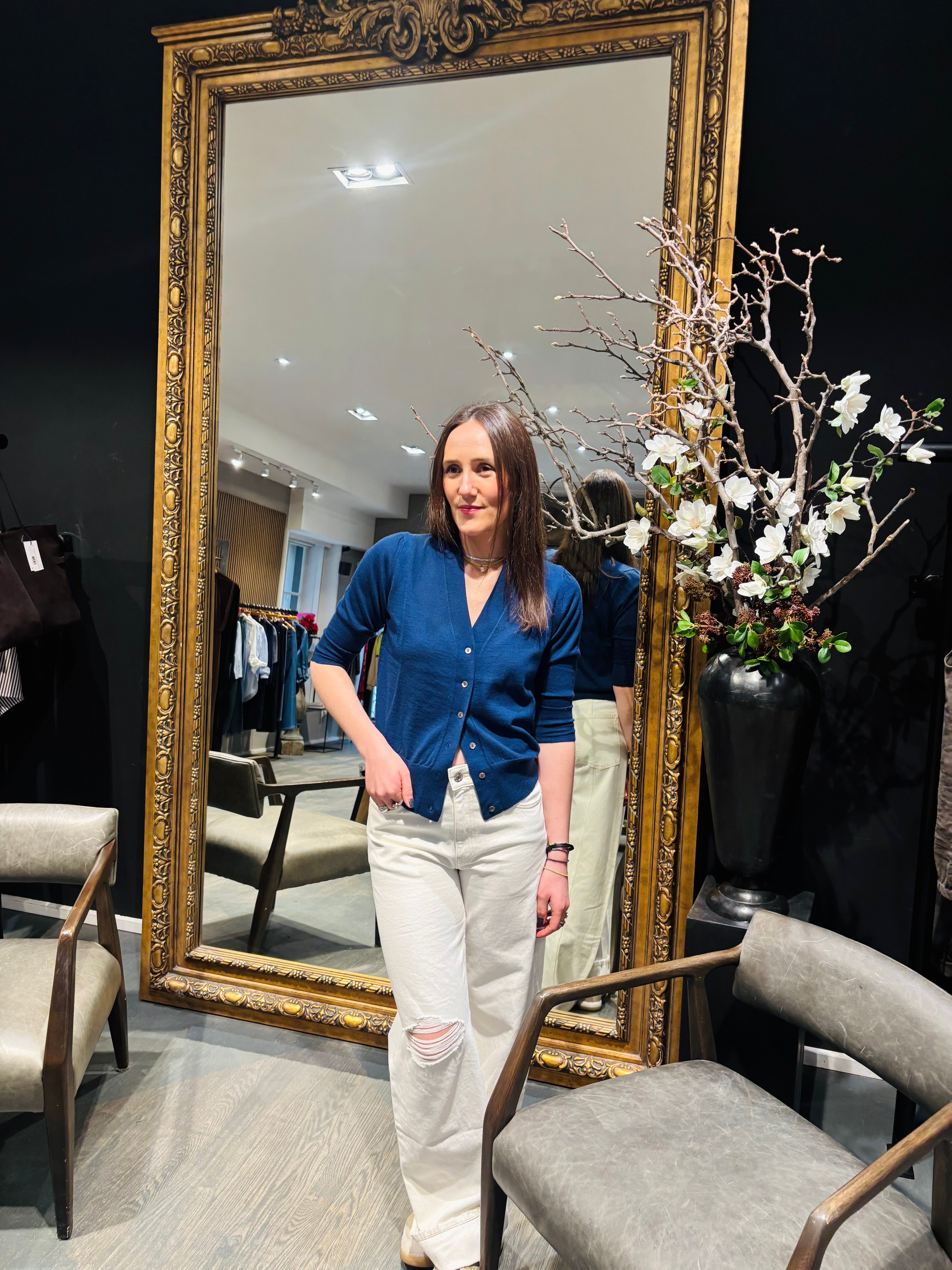 MJ Watson Fine Cashmere Cardigan | Ink