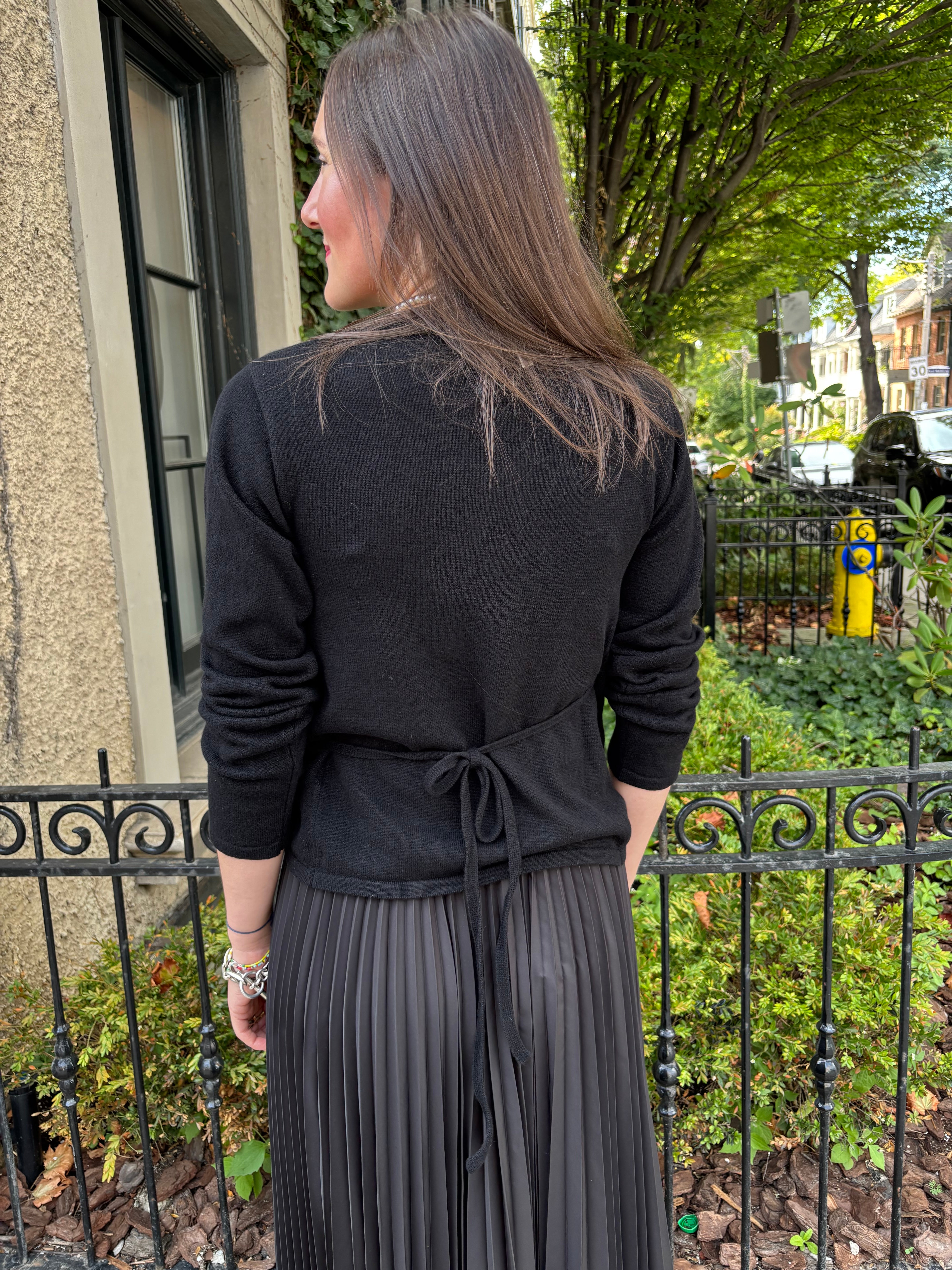 MJ Watson Black Wrap Cashmere Cardigan