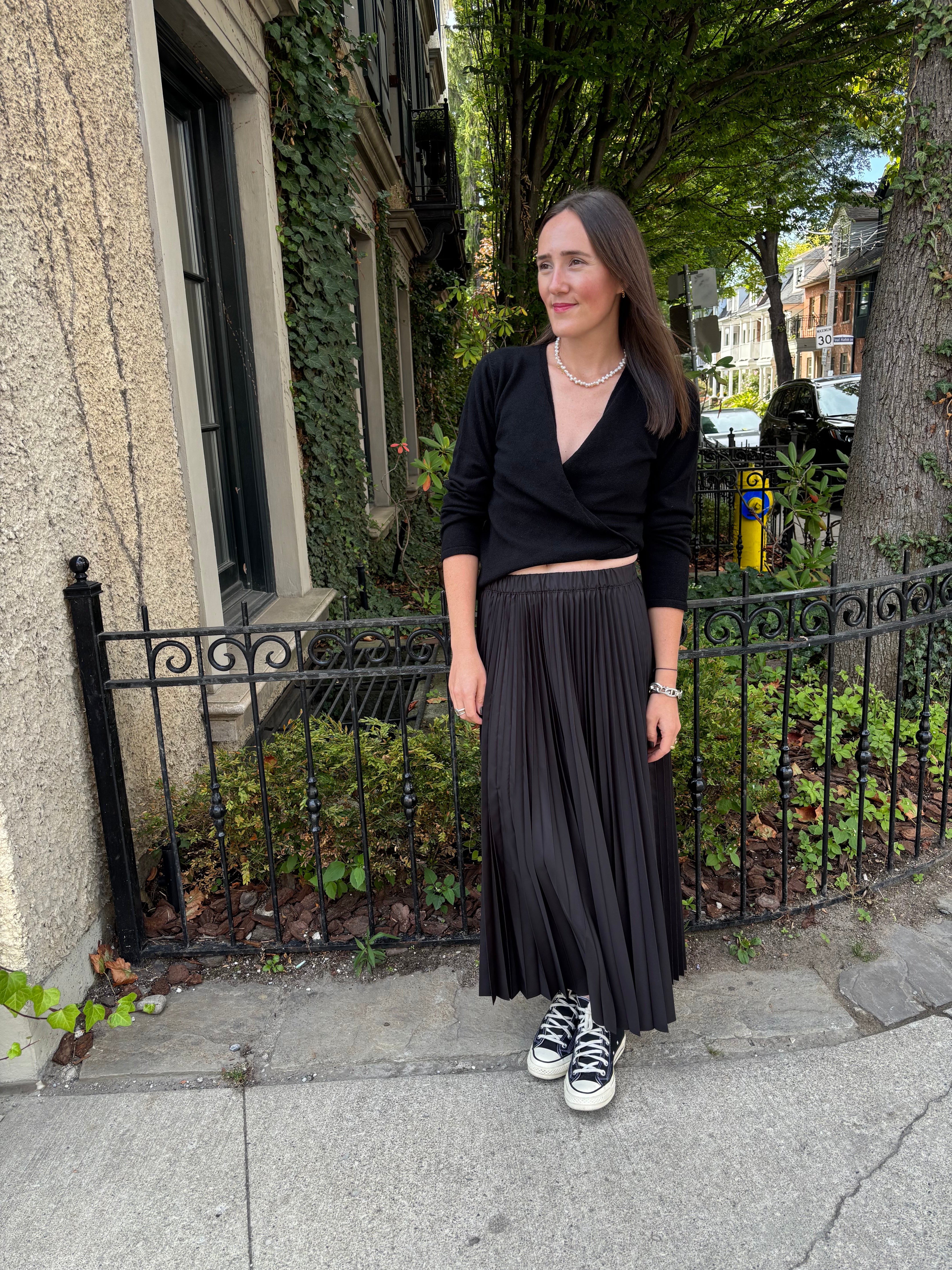 Hache Soleil Pleated Skirt Black