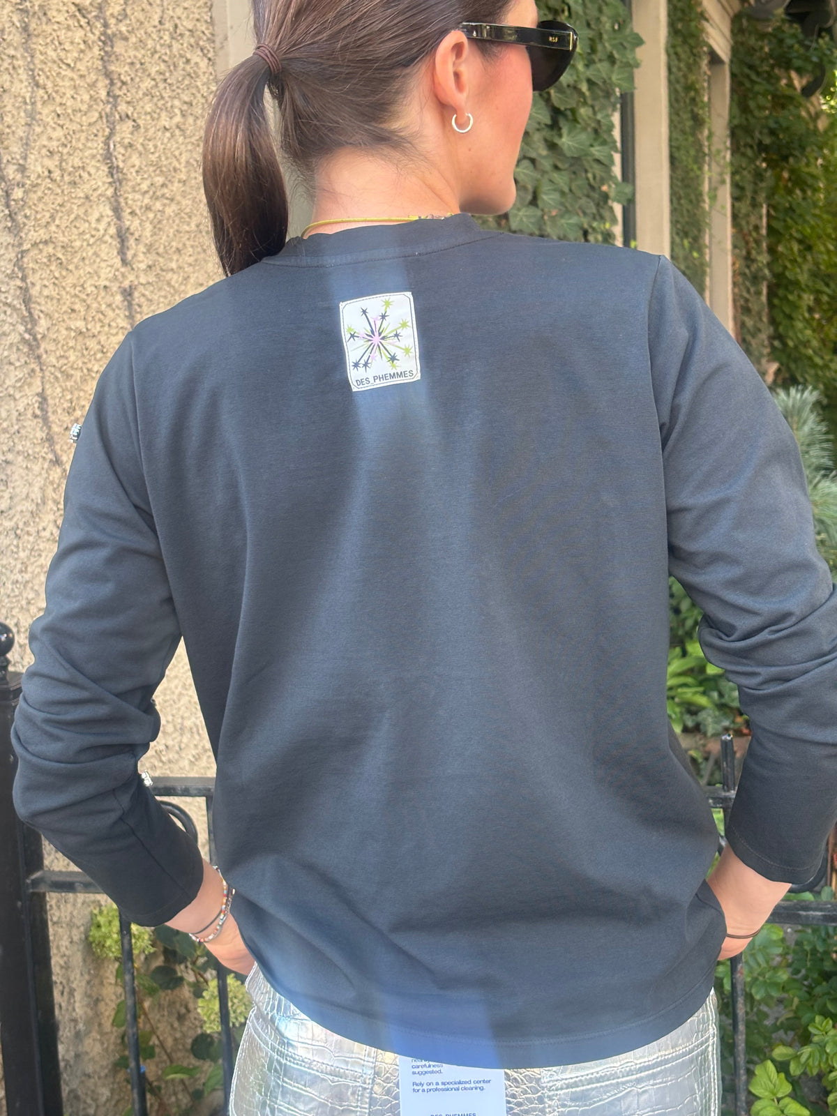 Des Phemmes Embellished Long Sleeve T-Shirt | Black