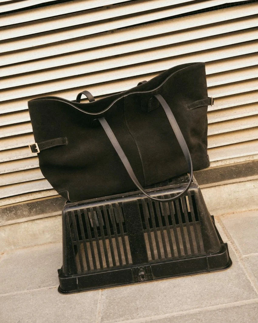 Flattered Black Suede Lesley Tote Bag