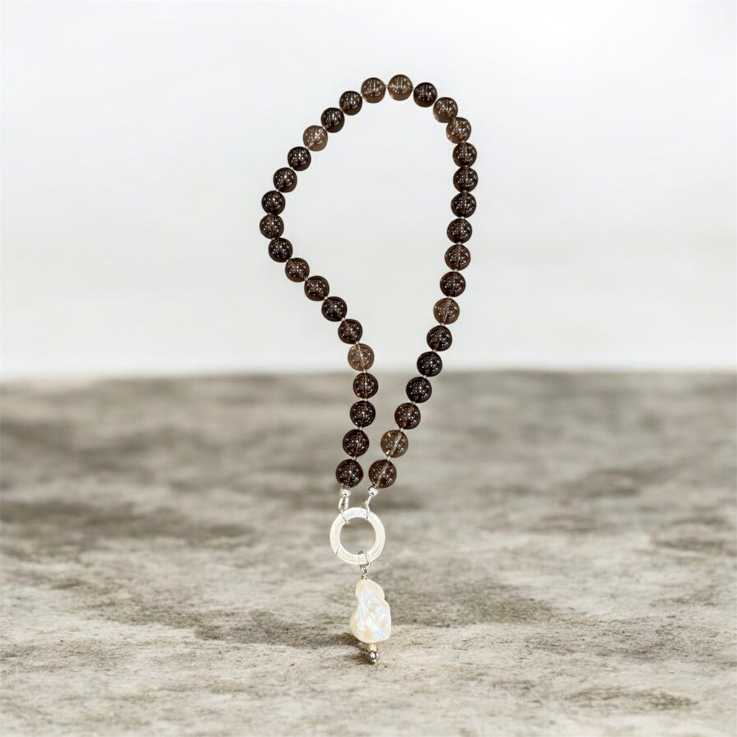 TLO Smoky Topaz Necklace/ Baroque Pearl
