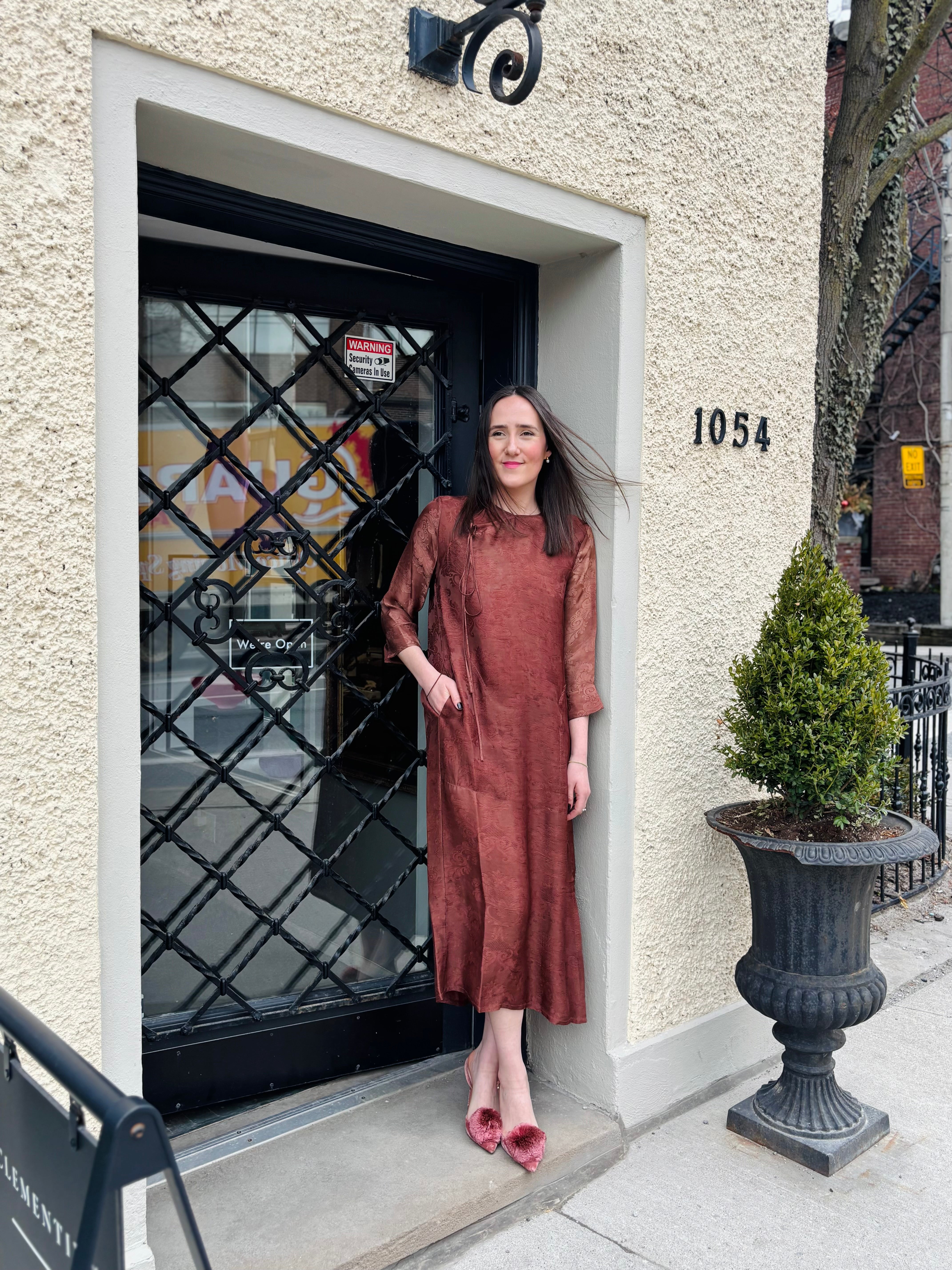 Uma Wang Agina Jacquard Dress Dark Rose