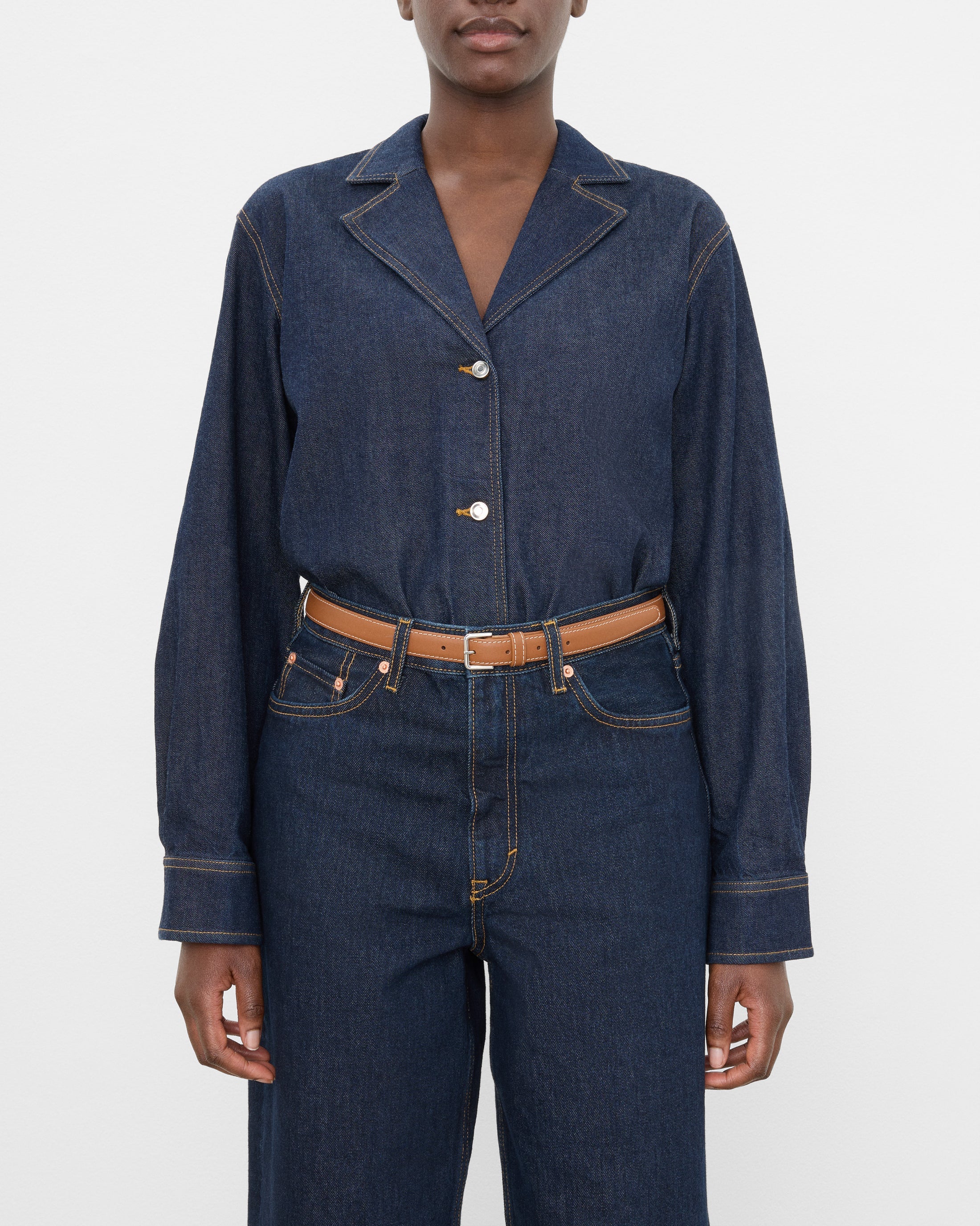 Flattered Babette Leather Belt | Cognac/ Silver