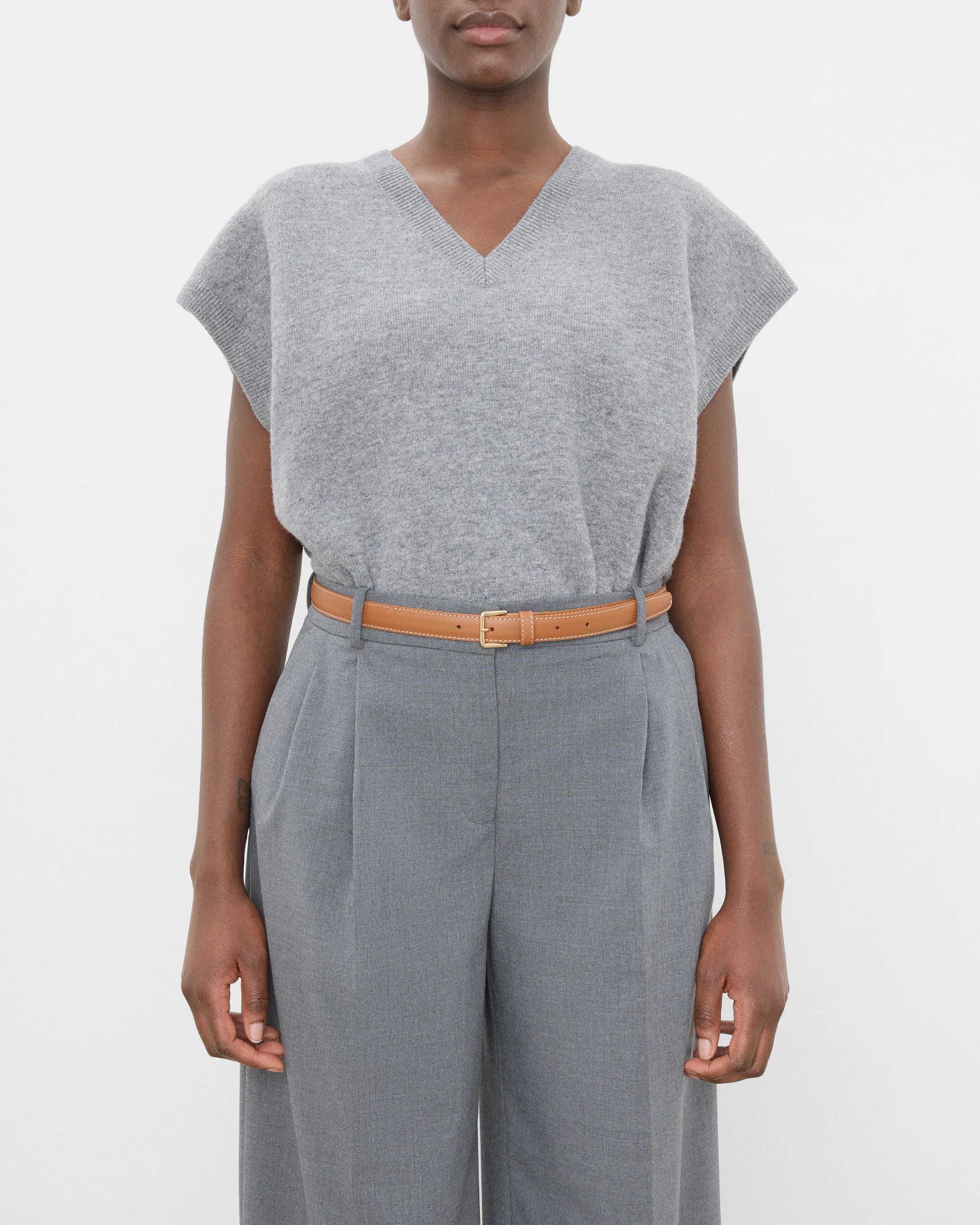 Flattered Barbara Leather Belt | Cognac/ Gold