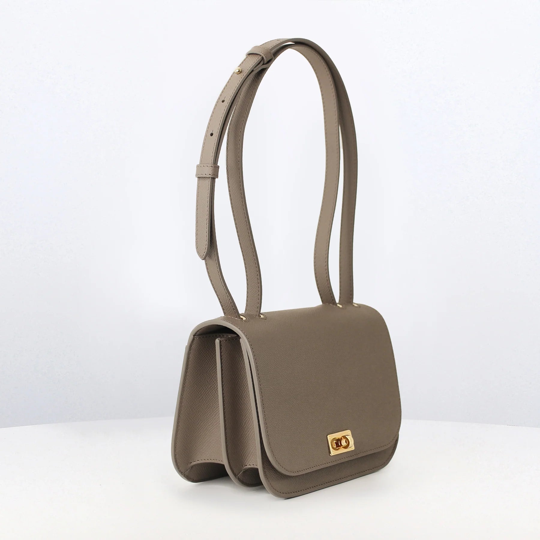 Elysée Leather Flap Bag Taupe