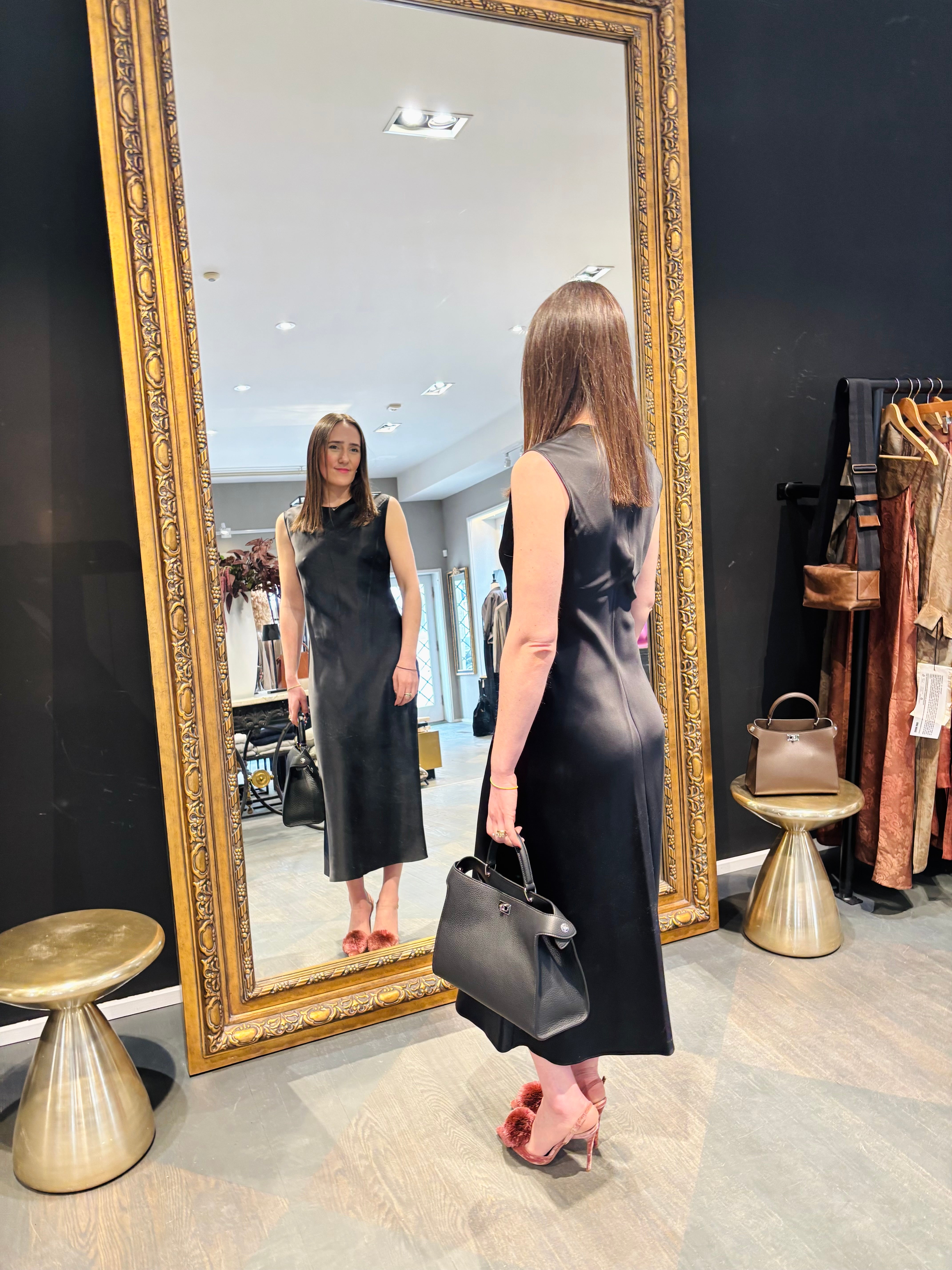 Joseph Garnier Silk Satin Black Dress