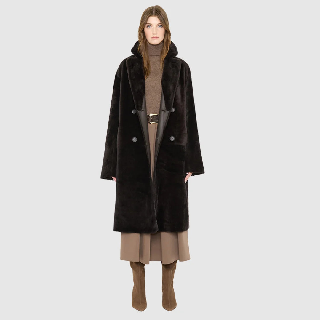 HiSO Elle Nappa Reversible Shearling Coat | Chocolate