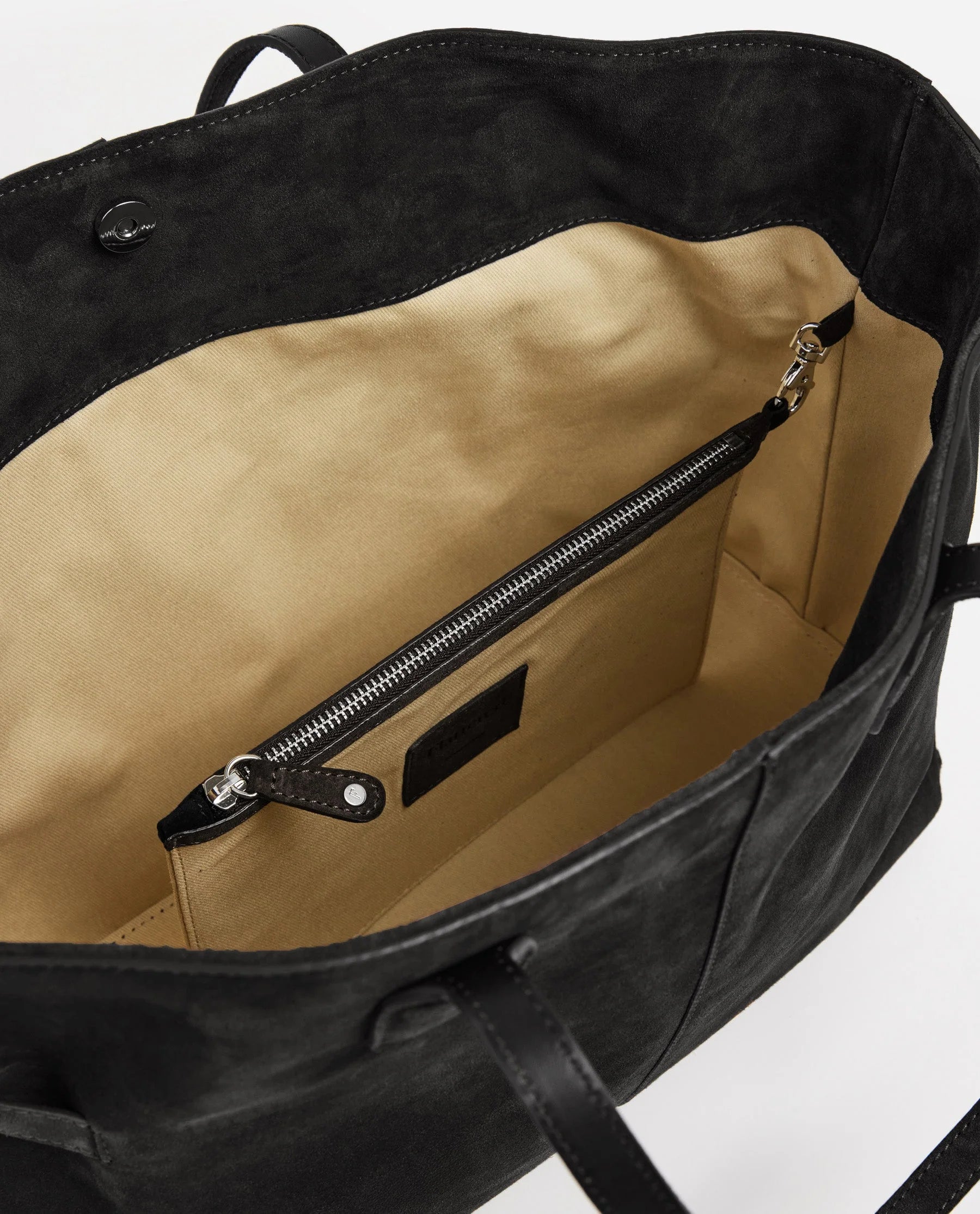 Flattered Black Suede Lesley Tote Bag