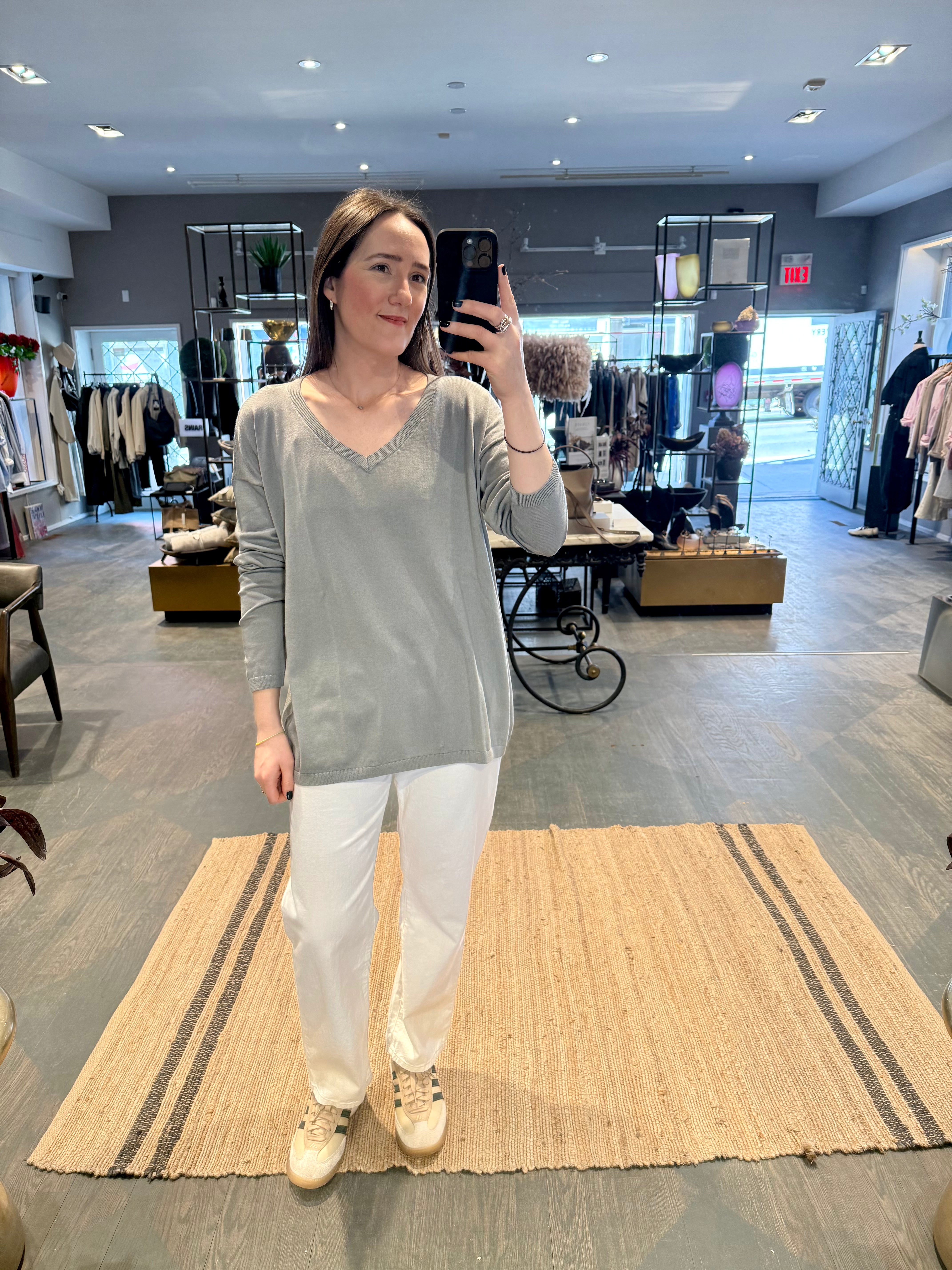 Private Cashmere Cotton V-Neck Sweater