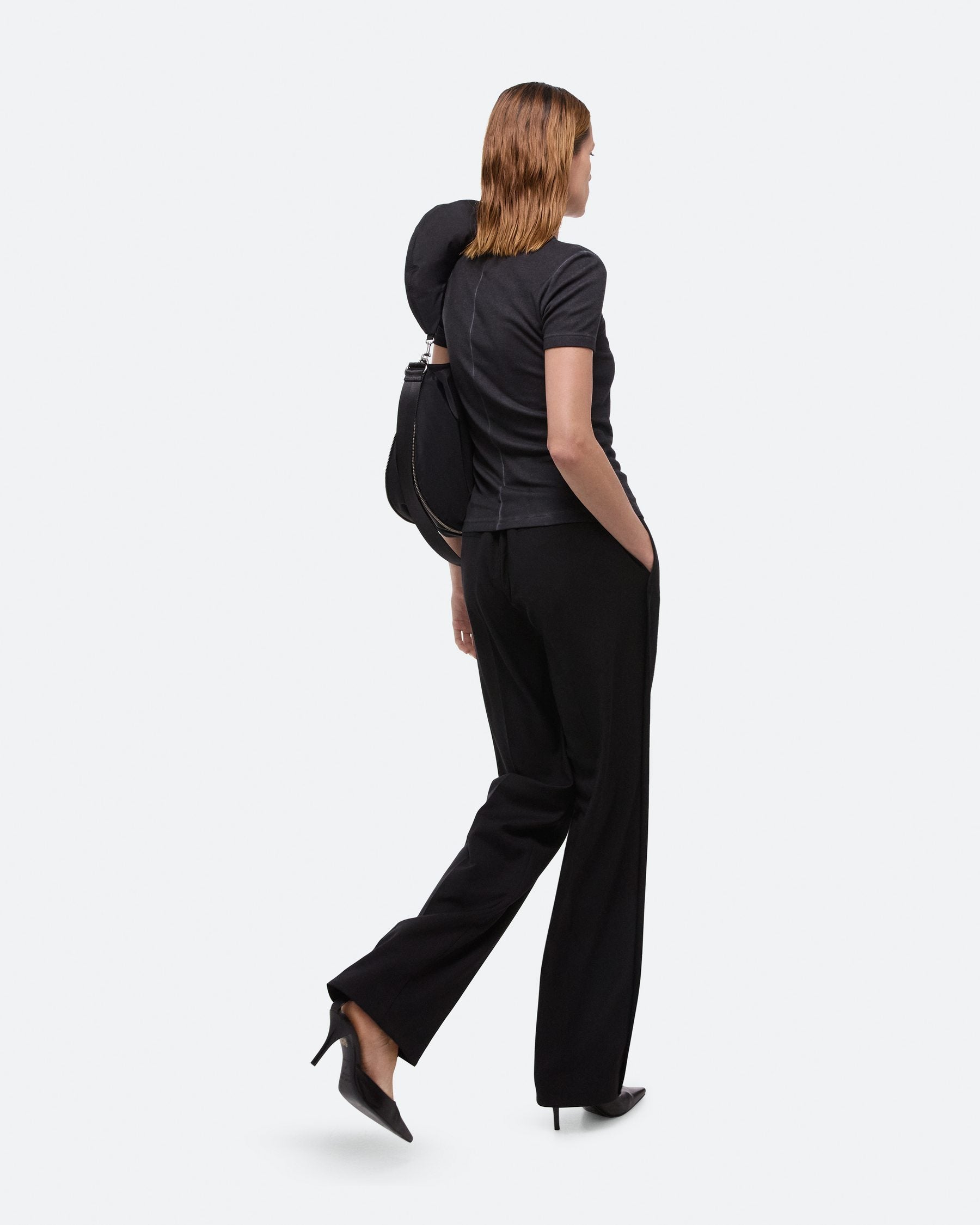 Helmut Lang Garment Dyed Black Shrunken Tee