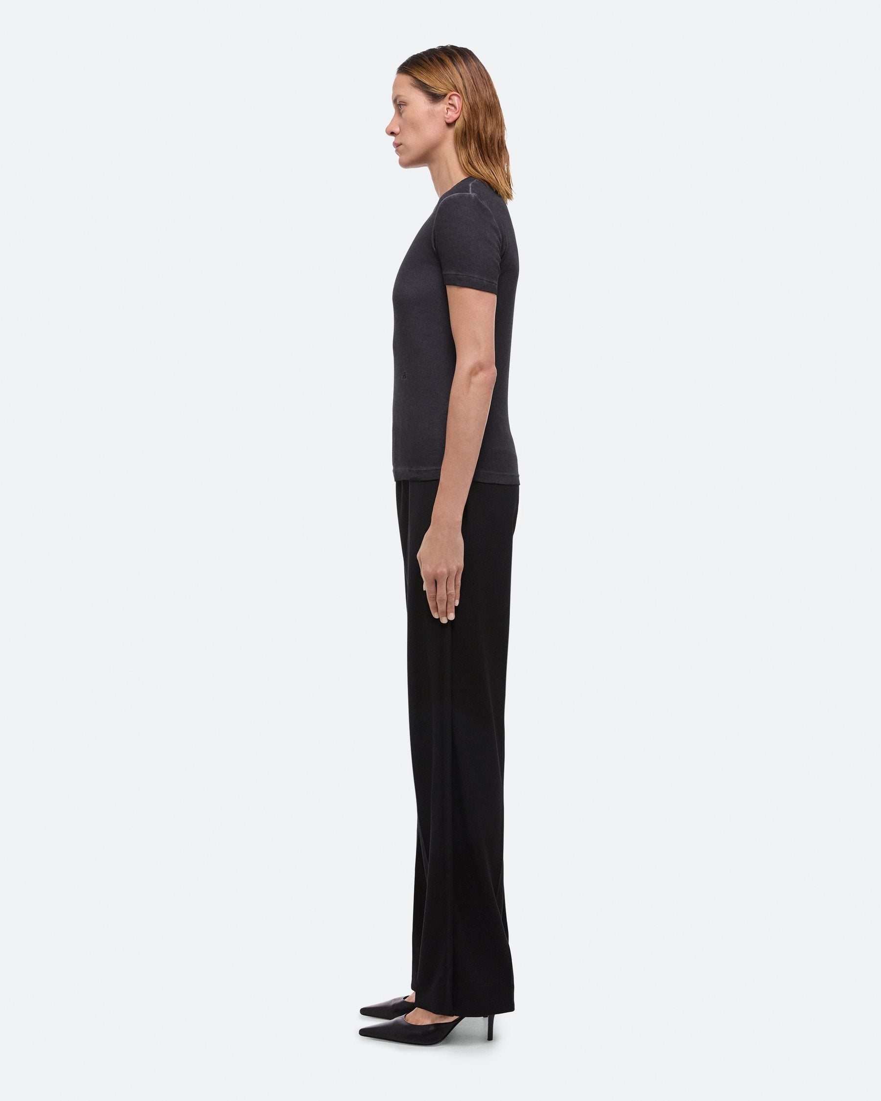 Helmut Lang Garment Dyed Black Shrunken Tee